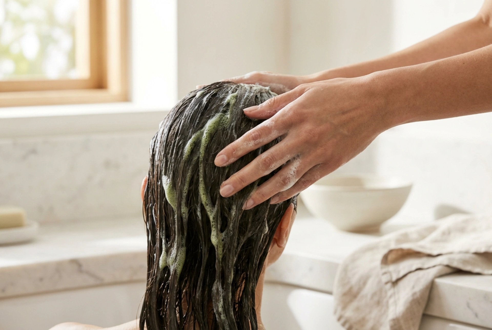 Shampoo verde para neutralizar tons vermelhos: escolha e técnica de lavagem