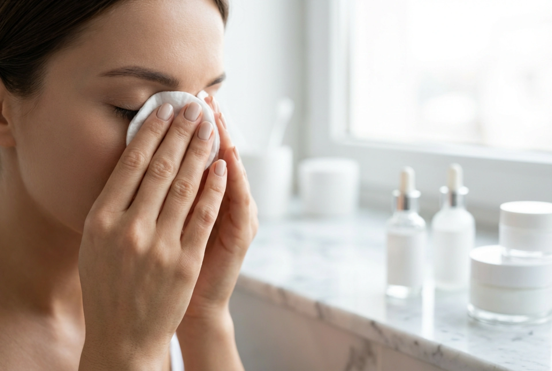 Como usar o desmaquilhante de olhos: segurar e limpar