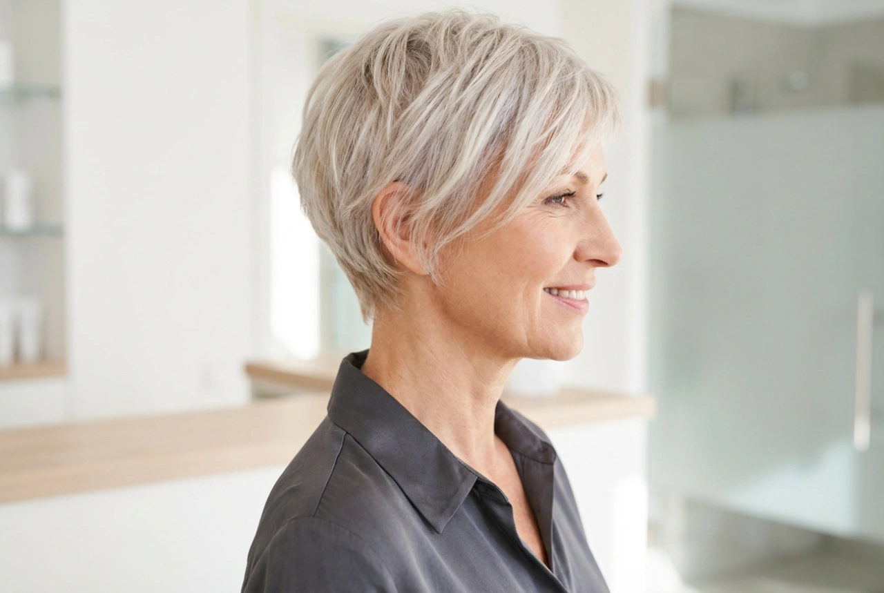 Penteado para mulheres com mais de 50 anos: cortes curtos e styling rápido