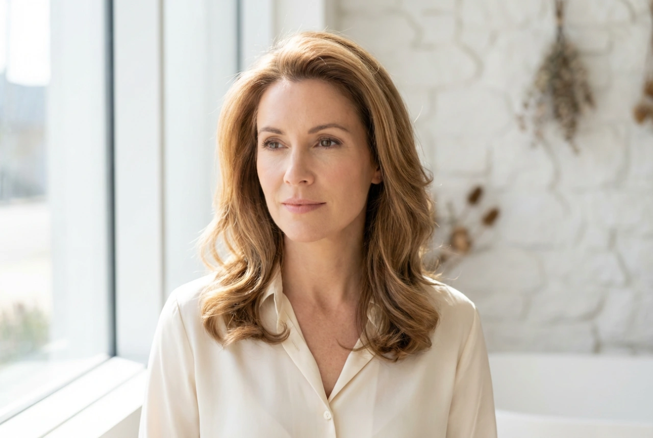 Penteado para uma mulher de 40 anos com curvas: volume na raiz e linhas suaves