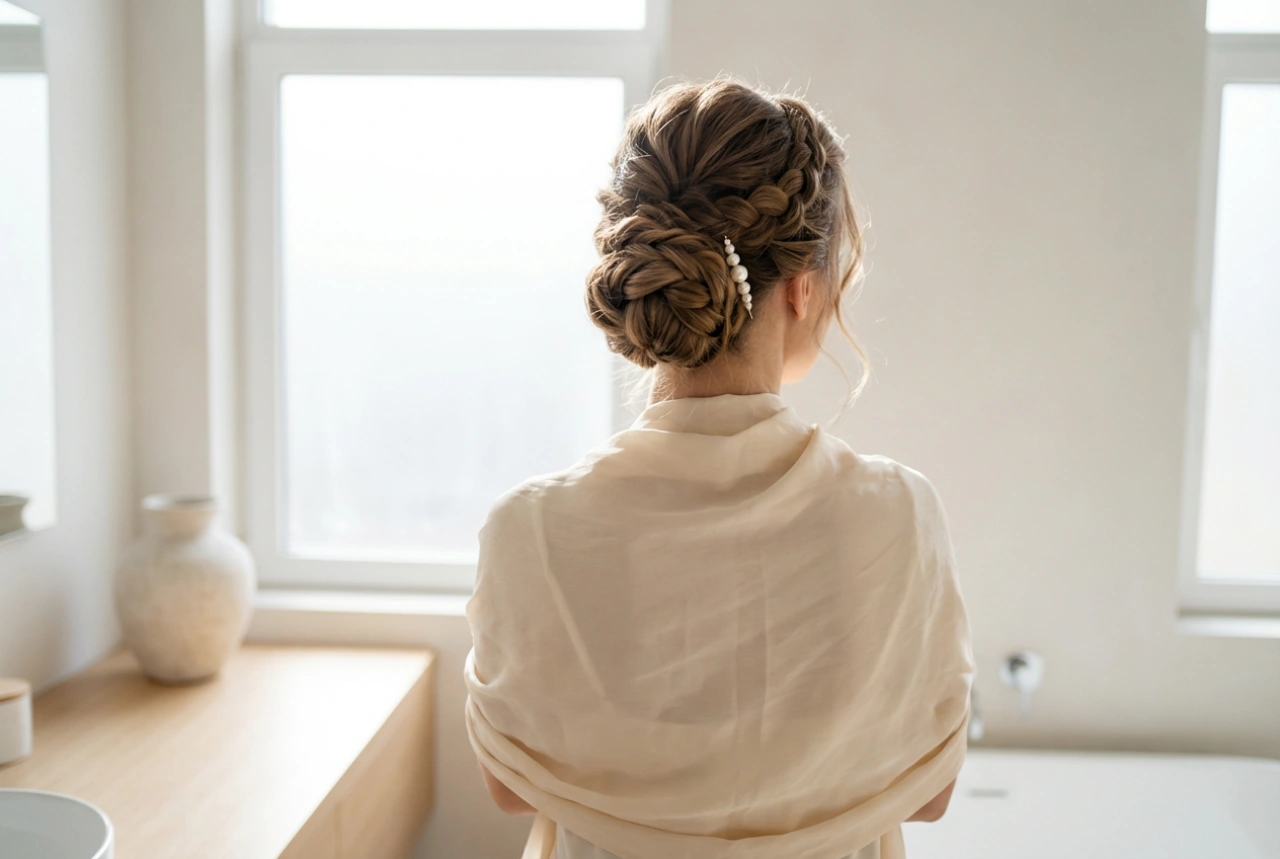 Penteado para um vestido longo de casamento: coques elegantes, ondas e semi-presos