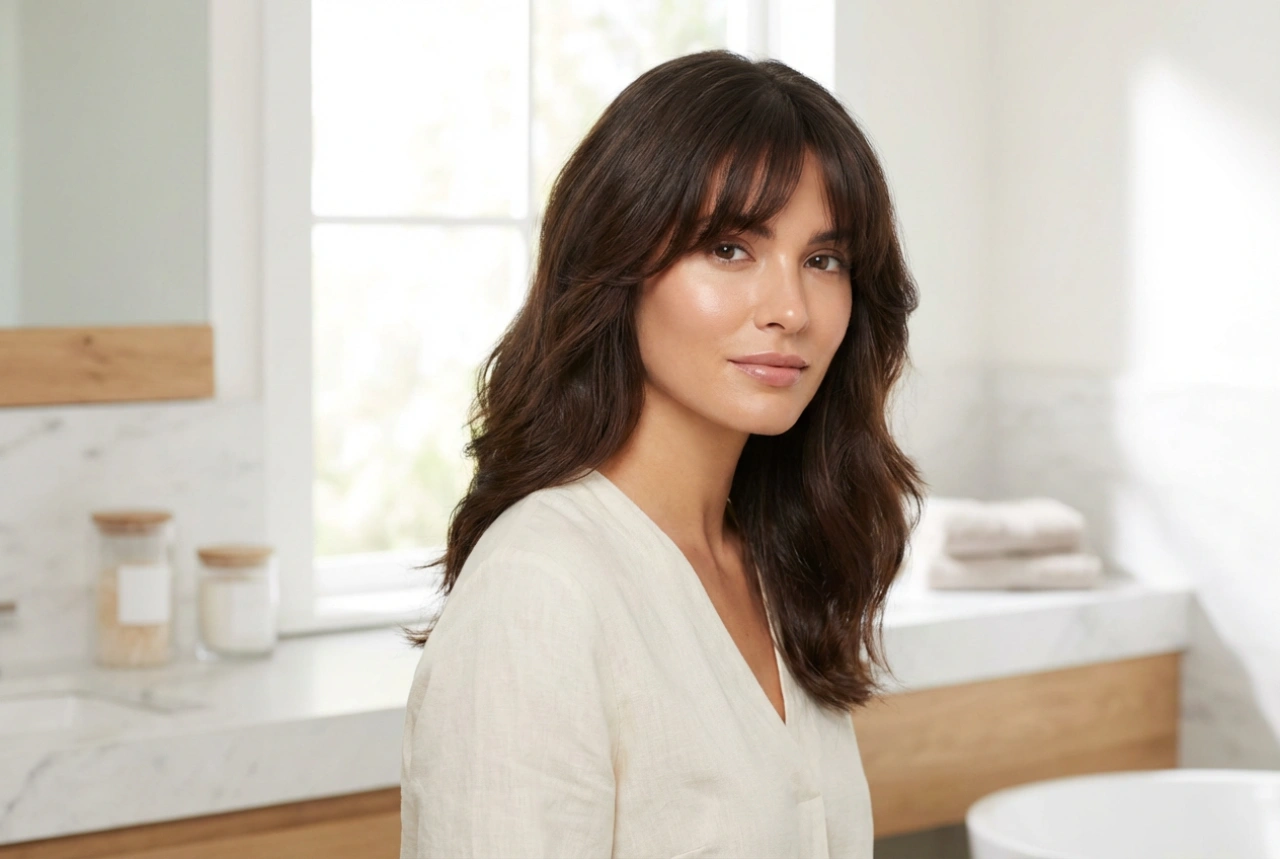 Penteado para testa alta: franja, volume e linha da risca