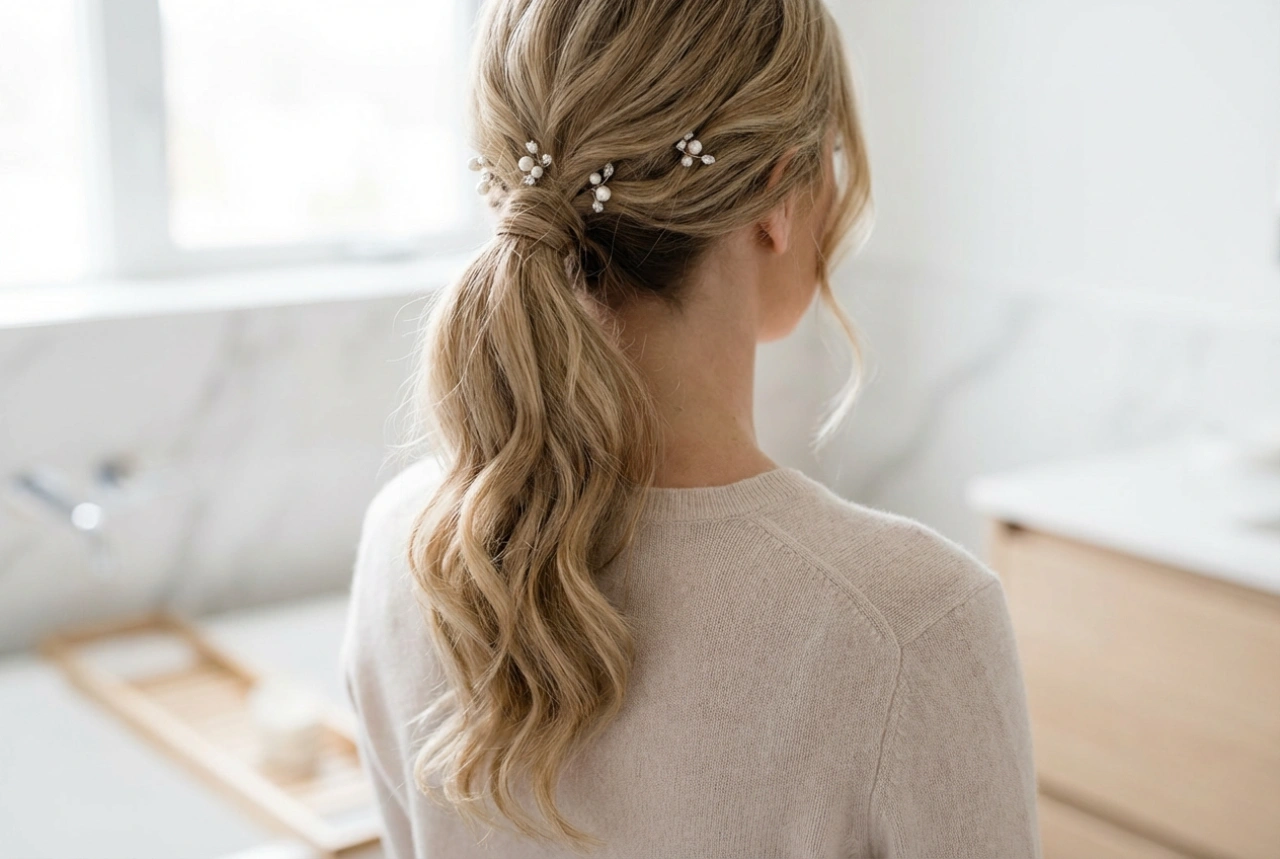 Penteado de rabo de cavalo para casamento: rabo de cavalo elegante, ondas e acessórios