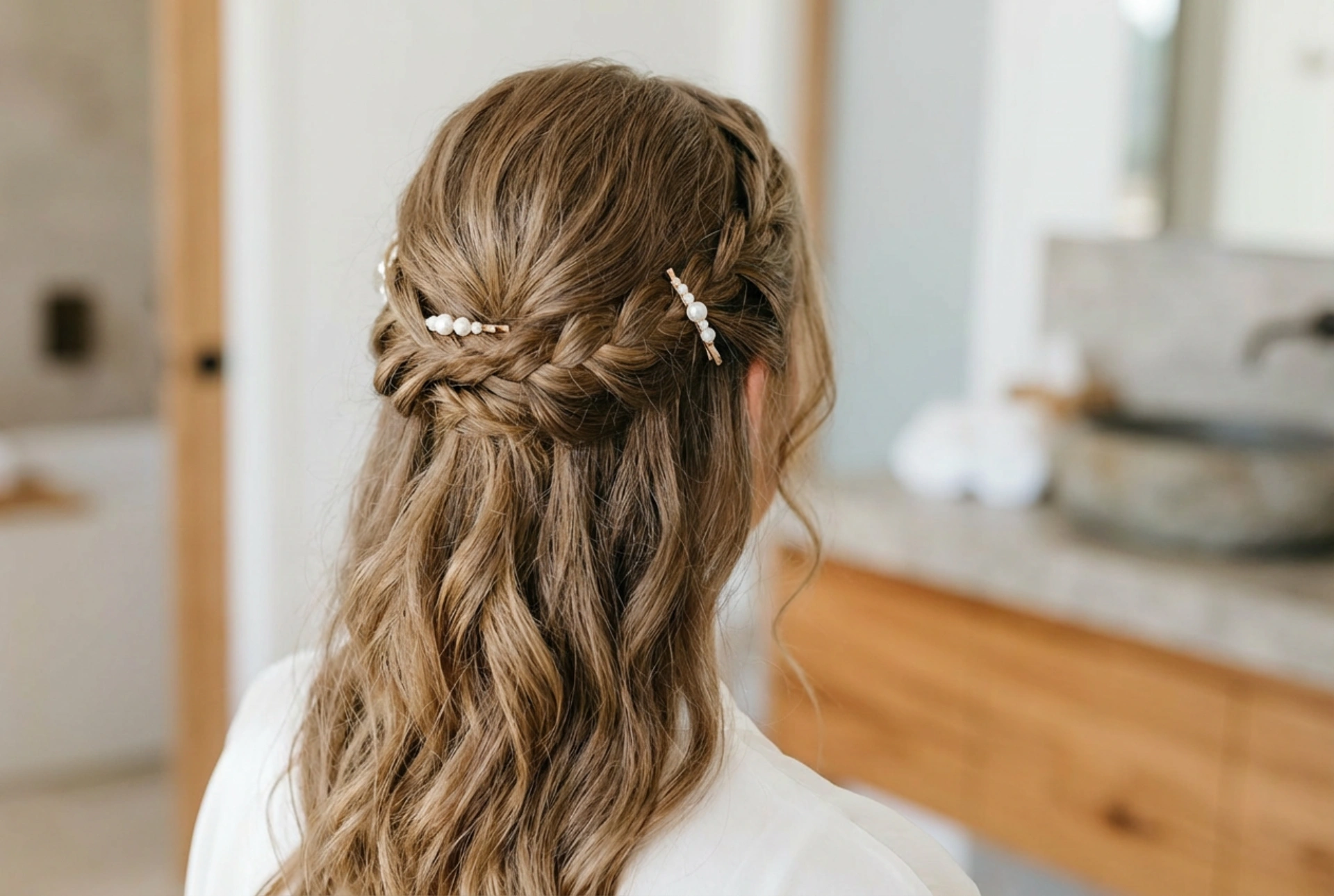 Penteado romântico e delicado: ondas suaves, tranças soltas e presilhas