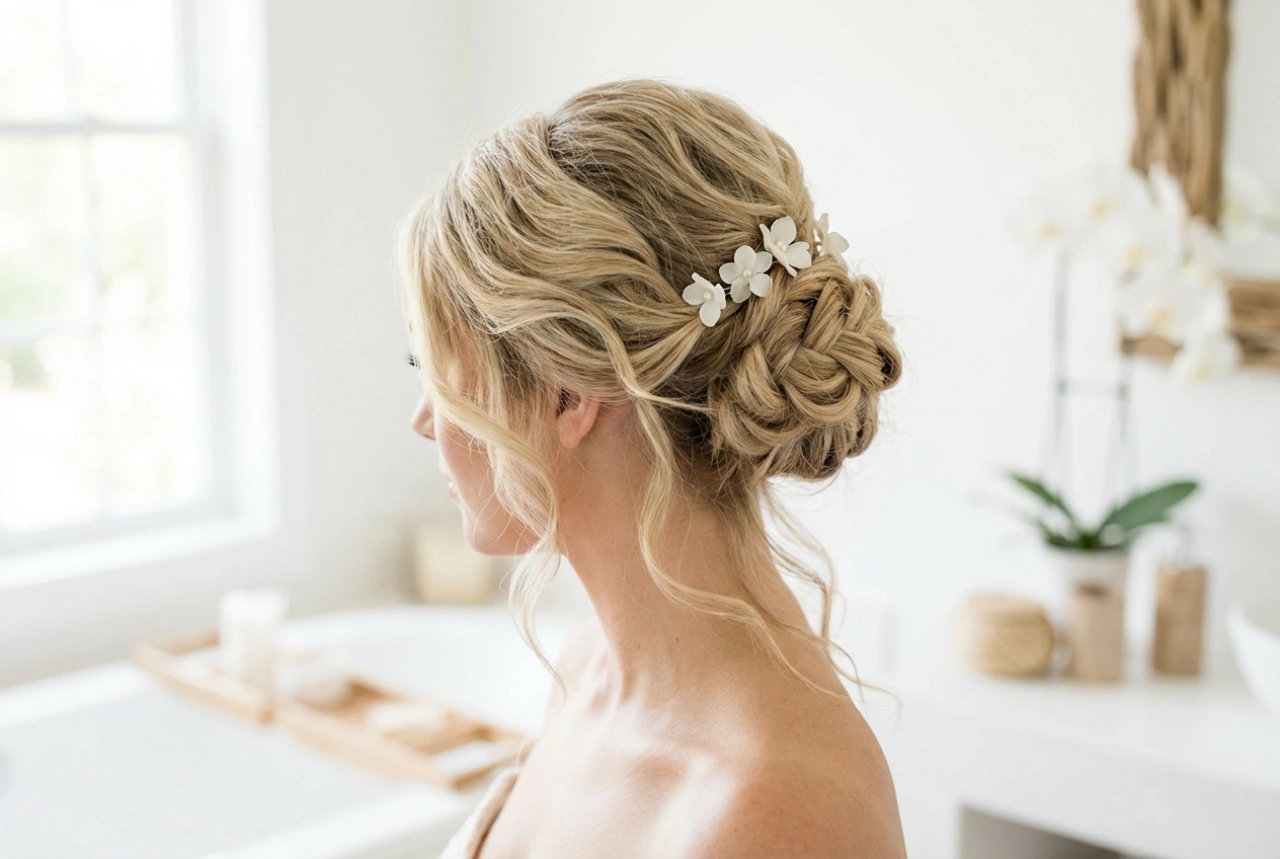 Penteado de noiva: cabelo comprido em coques e ondas românticas