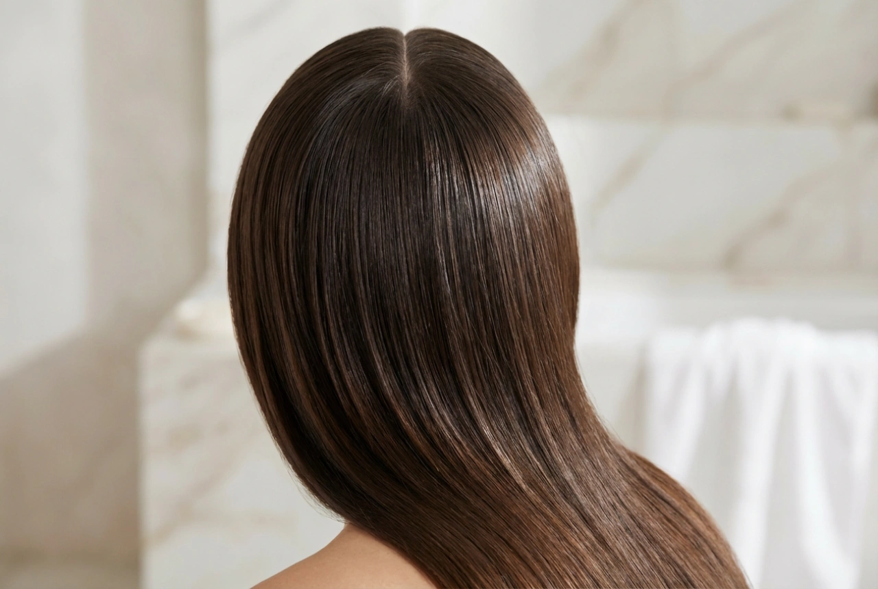 Simetria e brilho: penteados com risco ao meio e sem frizz