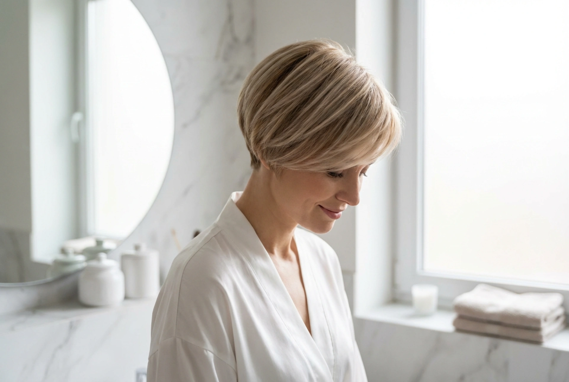 Cortes de cabelo femininos curtos estilo cogumelo: acabamento suave e volume
