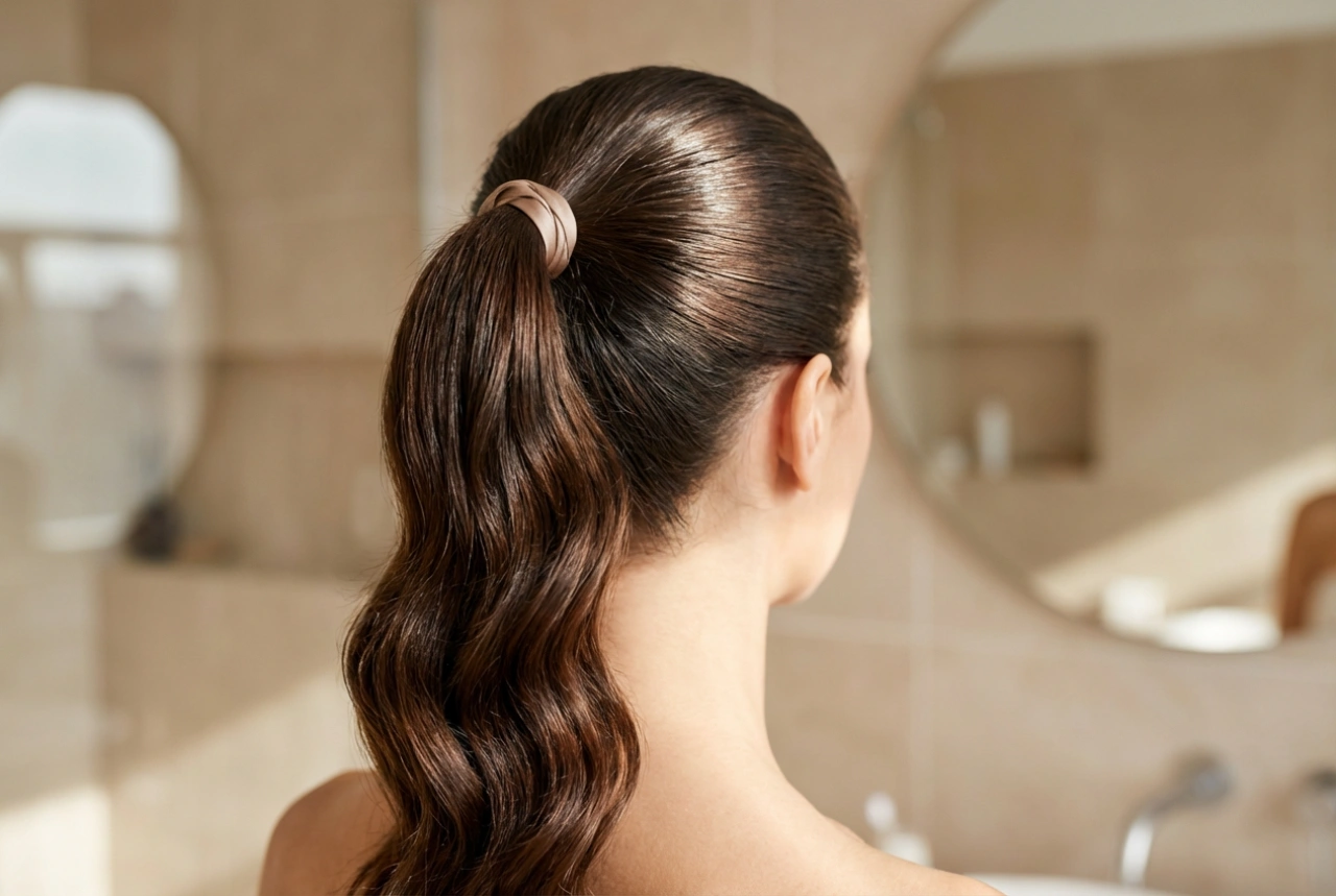 Penteado Rápido para Festa: Ondas, Rabo de Cavalo Alto e Acabamento Molhado