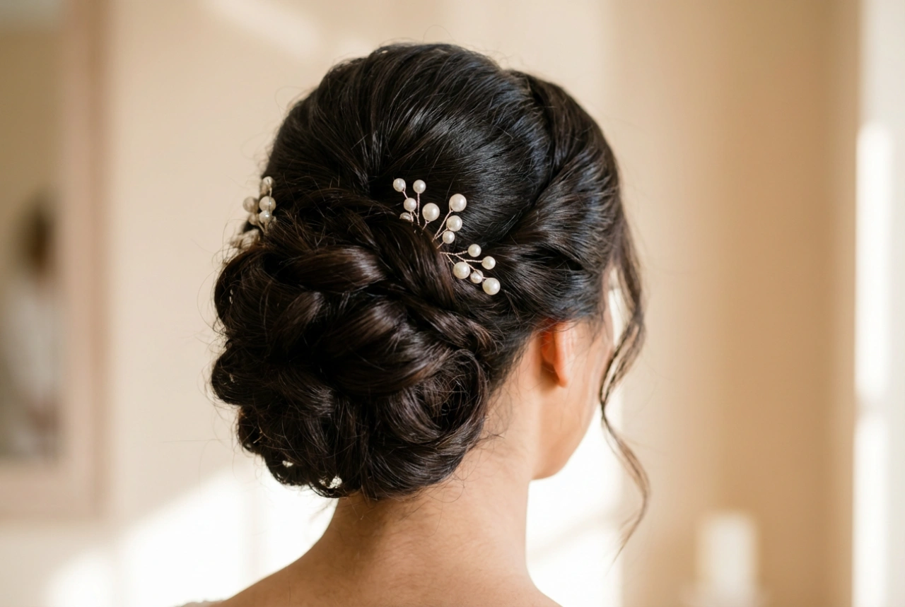 Penteados apanhados elegantes para casamentos: durabilidade, volume e acessórios