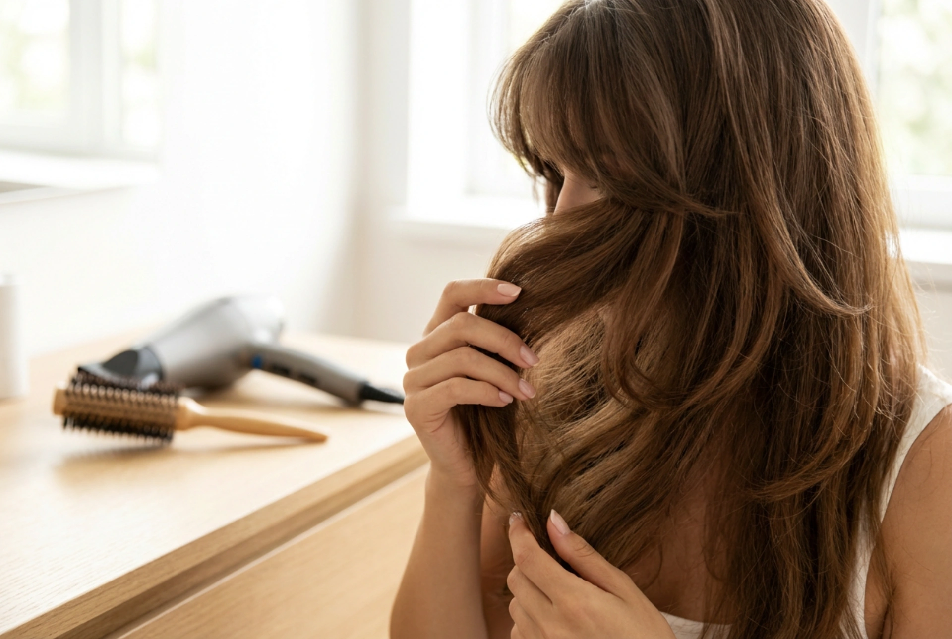 Técnicas para cabelo longo e desfiado com franja: secagem e modelagem