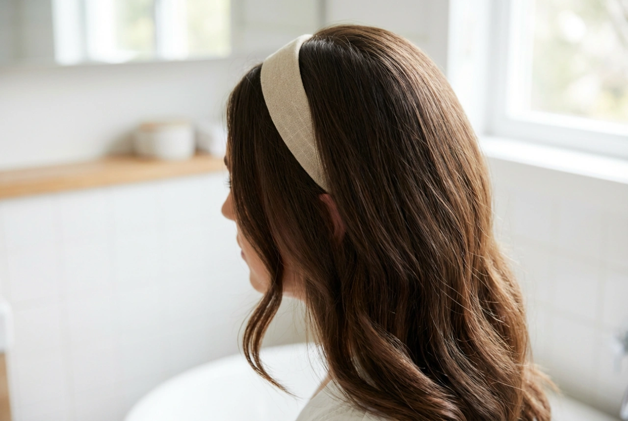 Penteado sem franja: volume na raiz, risca e bandolete