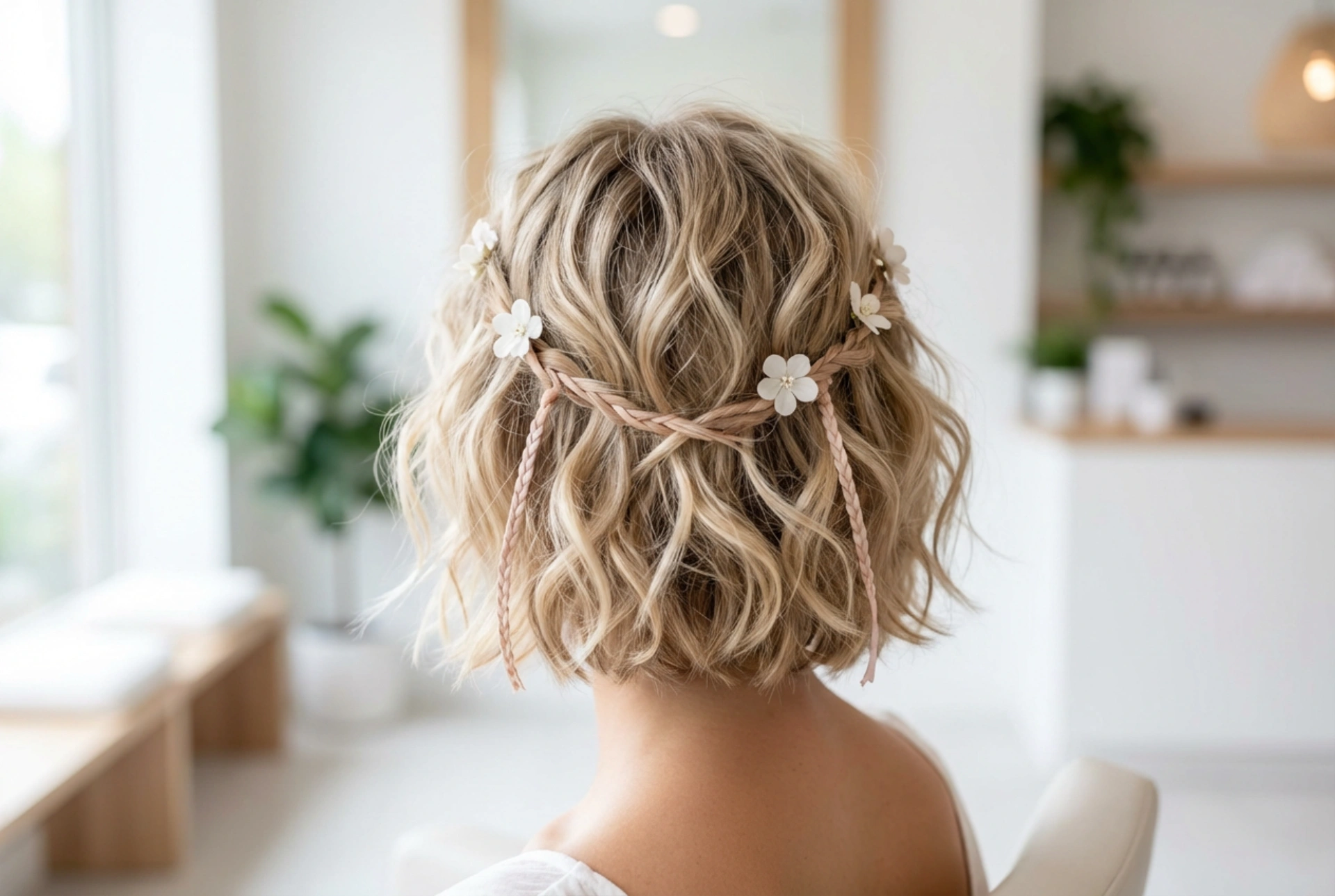 Penteados boho para cabelos curtos: textura despojada, ondas e acessórios