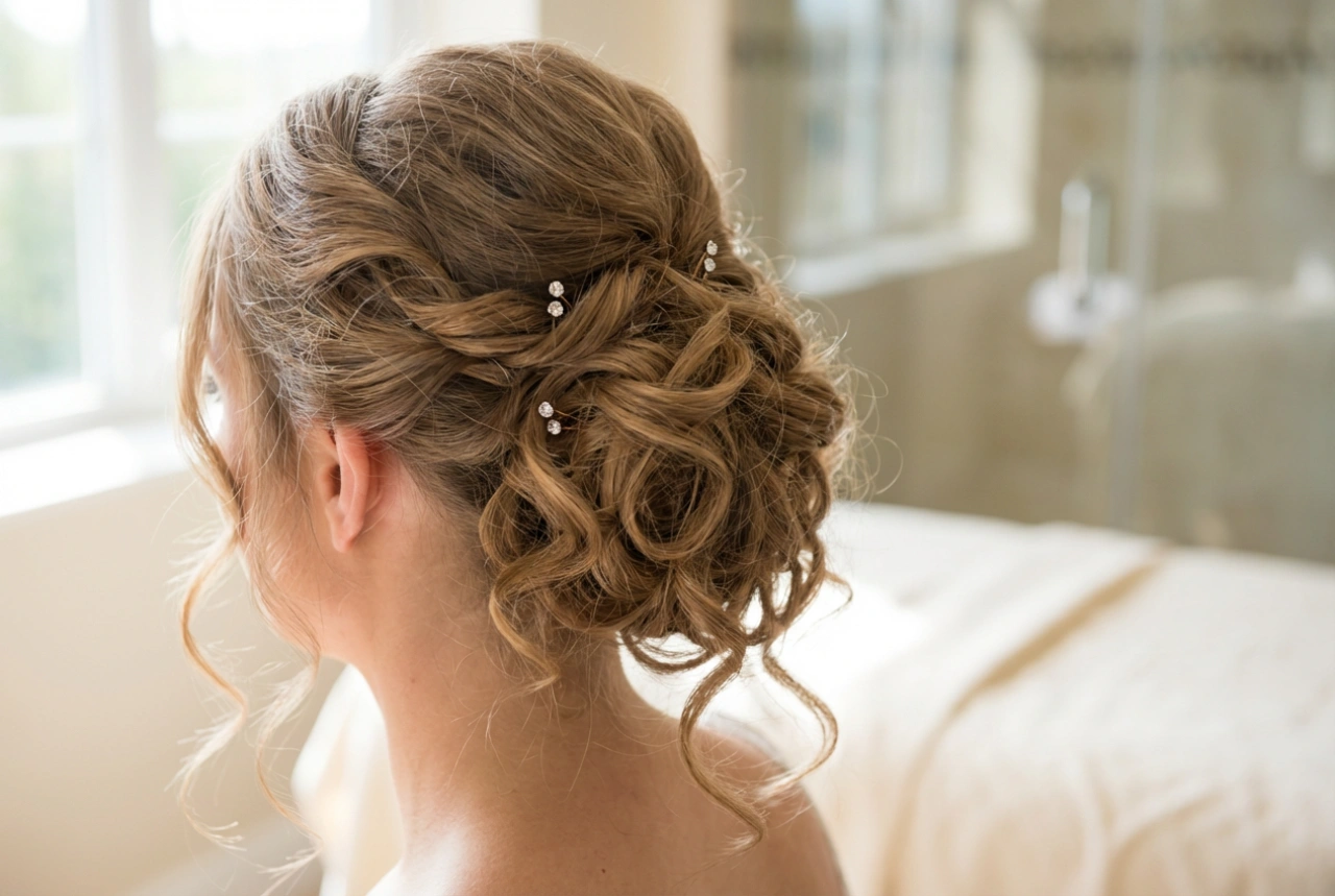 Penteado de casamento para mulher: caracóis duradouros, apanhados e acessórios