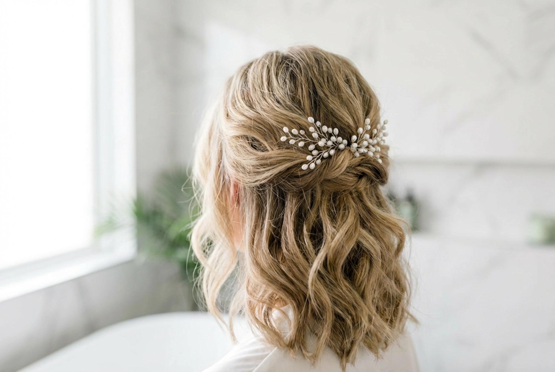 Leve e romântico: penteado de casamento para cabelo médio