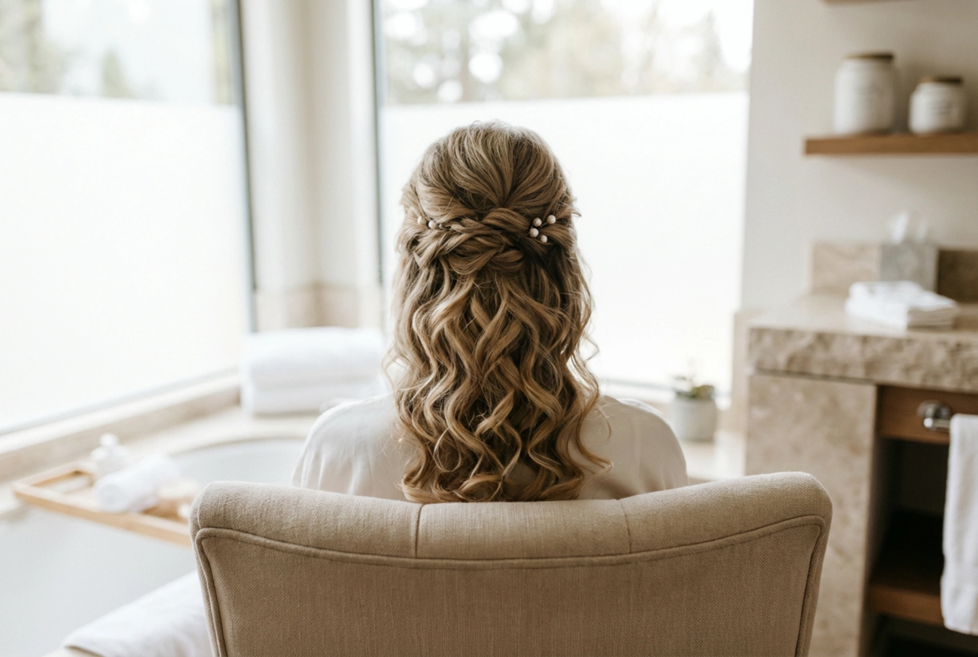 Penteados e ondas elegantes: um penteado de casamento para cabelos médios