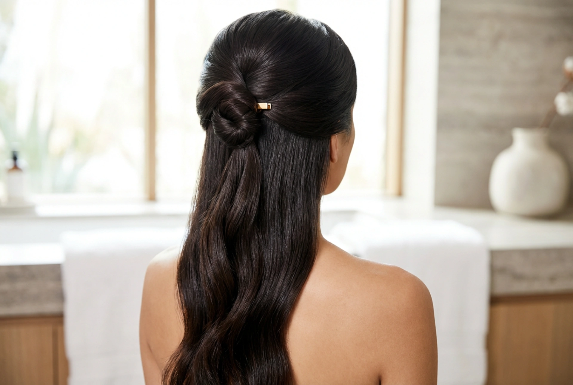 Penteados para Cabelos Longos: Apanhados Elegantes e um Brilho Espelhado