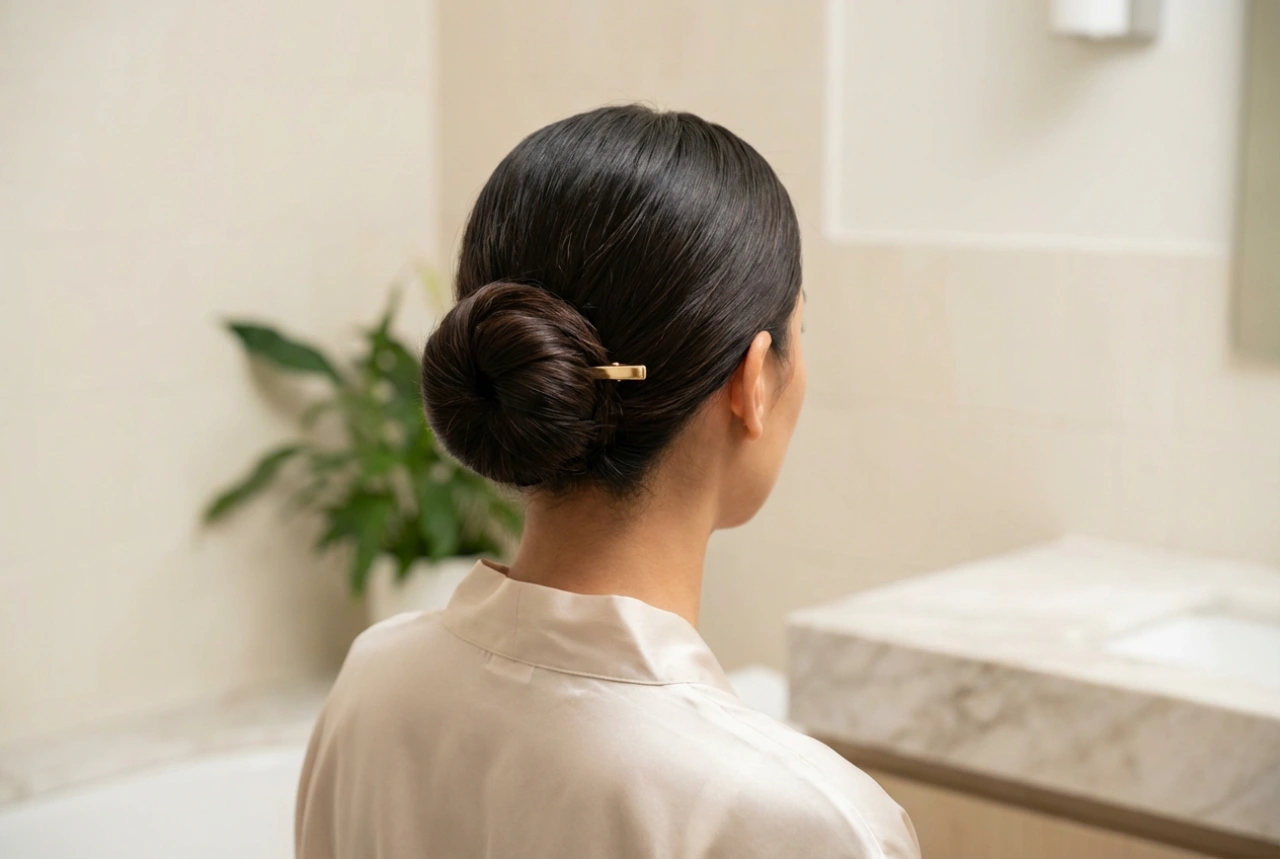Coque de noiva polido: preparação do cabelo, alinhamento perfeito e fixação forte