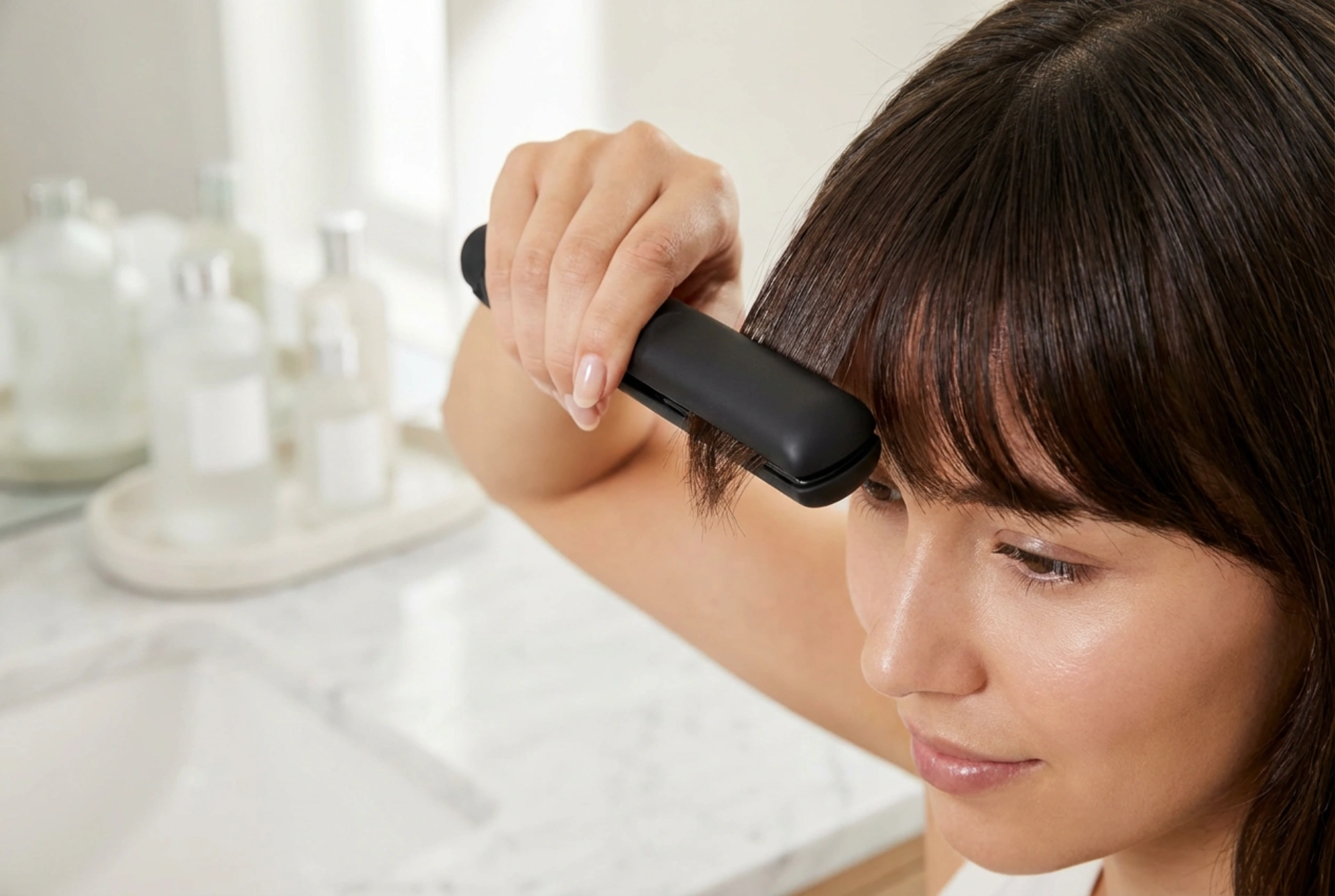 Mini prancha de cabelo: modelagem precisa para franjas e fios curtos