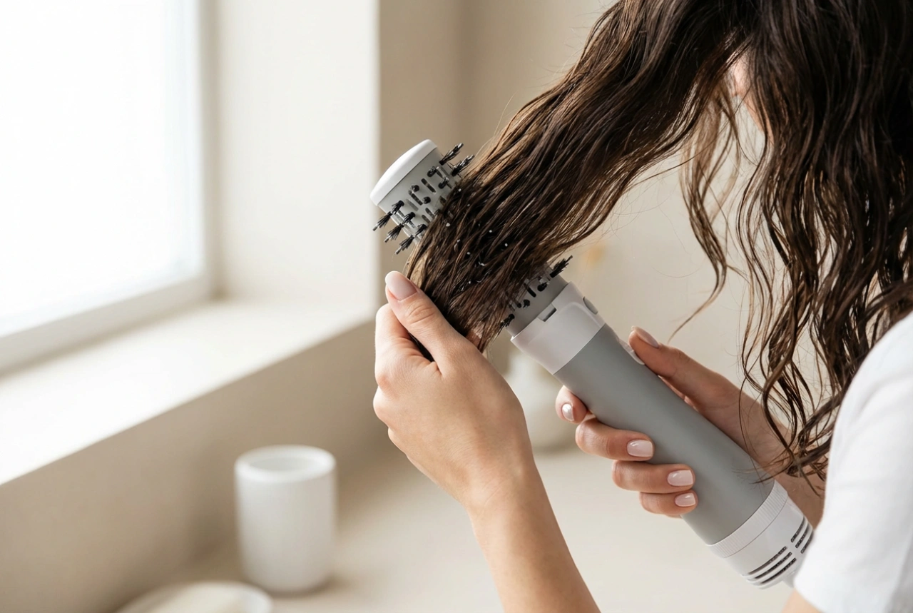 Modelagem com escova rotativa: o secador modelador na prática para um cabelo volumoso