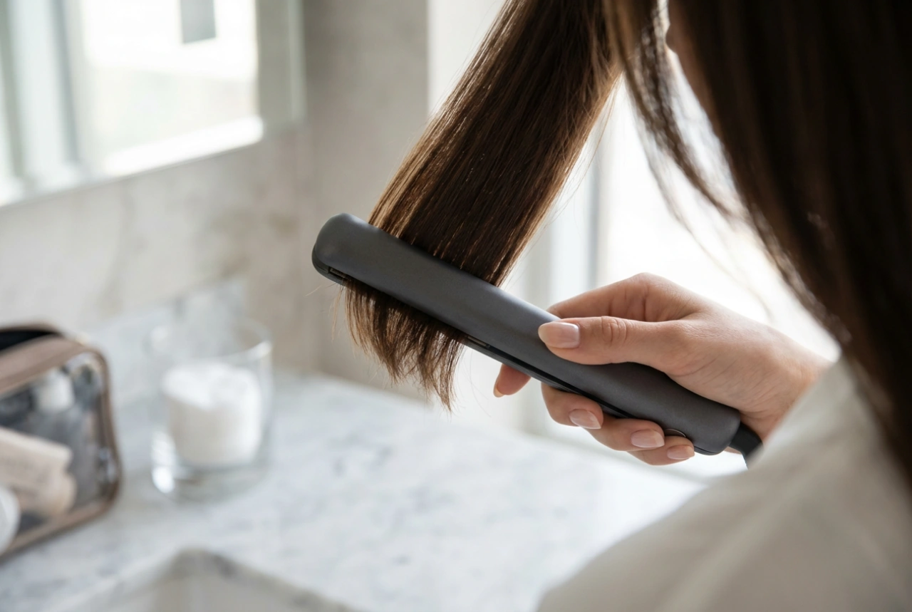 Mini prancha de cabelo: detalhes, franja e estilização em viagem