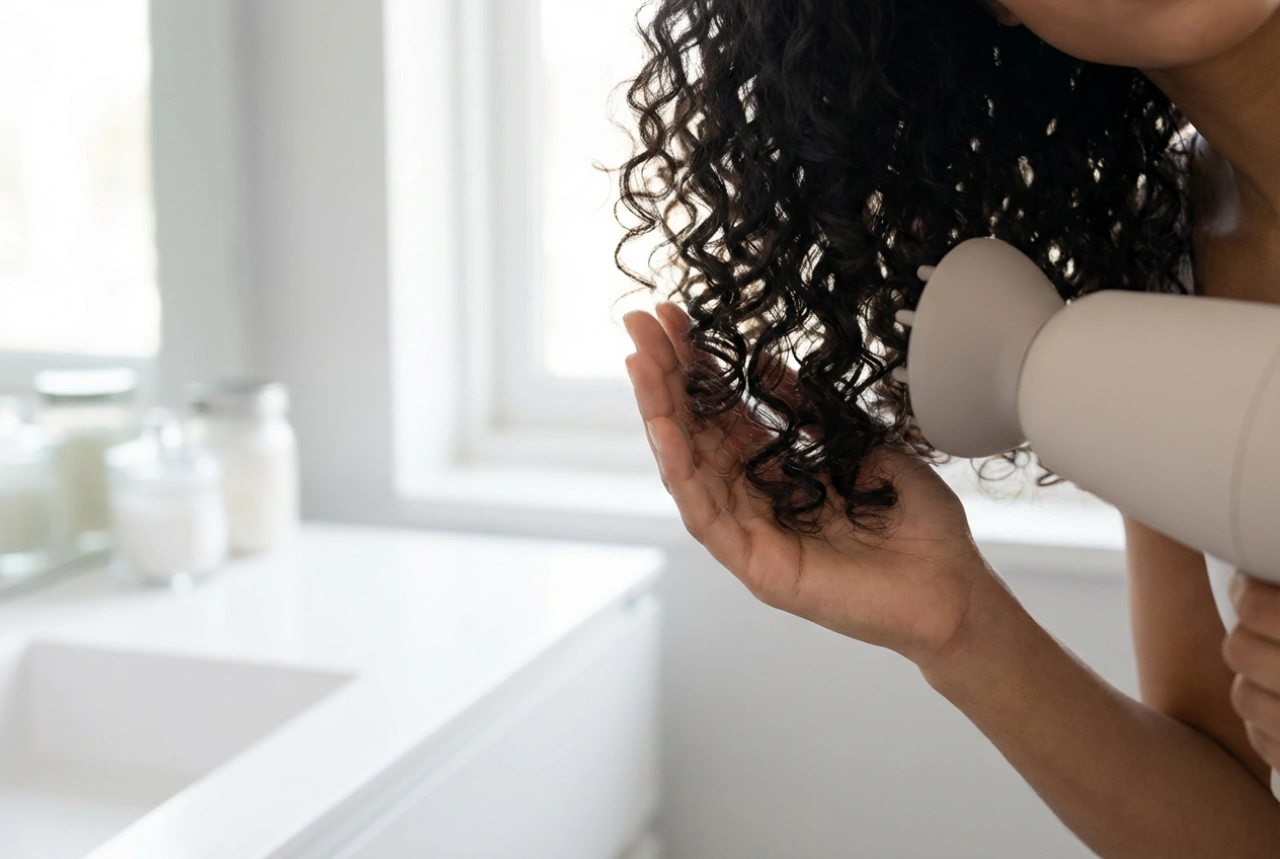Cachos definidos e sem frizz: o uso do secador com ionização e difusor