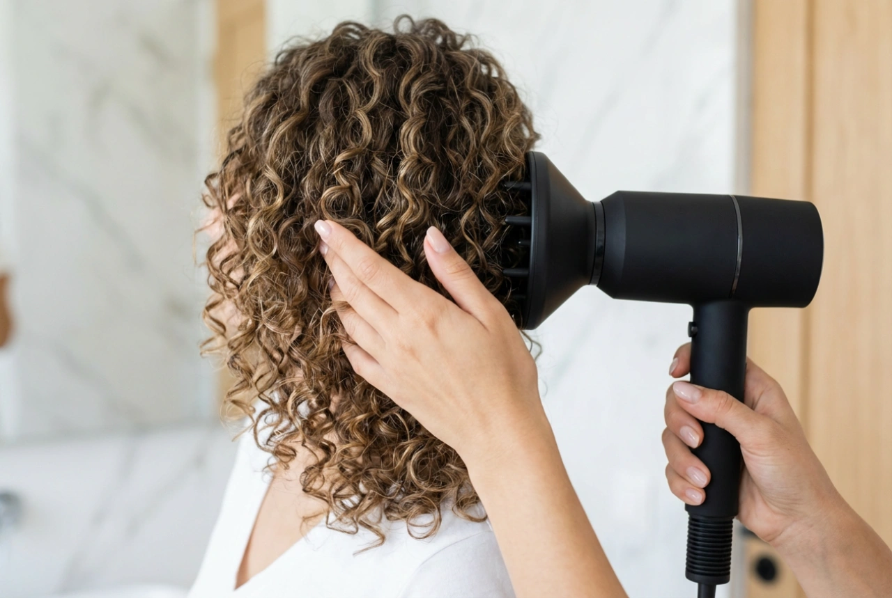 Secador com difusor para caracóis: técnica de secagem sem frizz