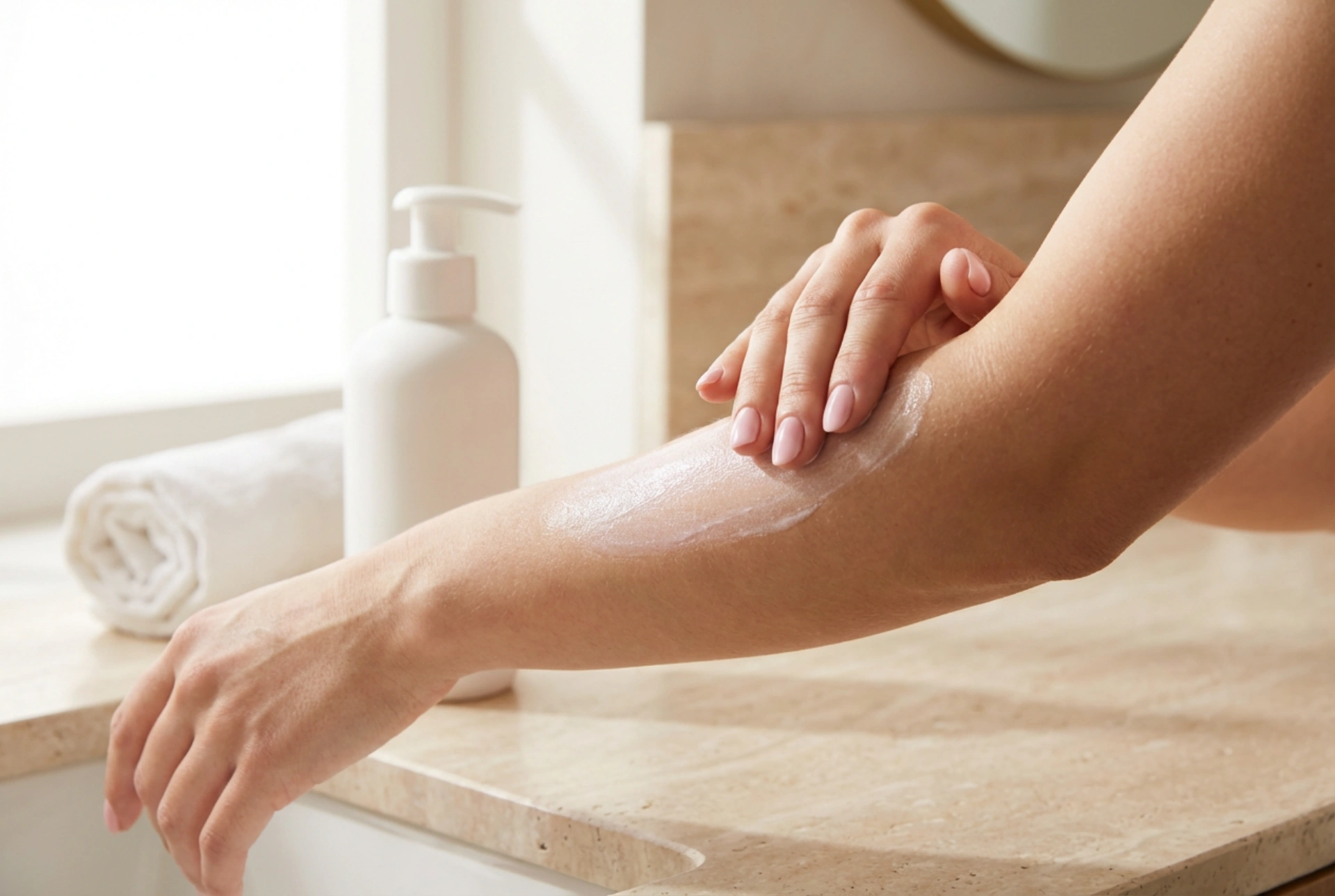 Brilho no cuidado da pele: loção corporal com partículas iluminadoras e aplicação simples