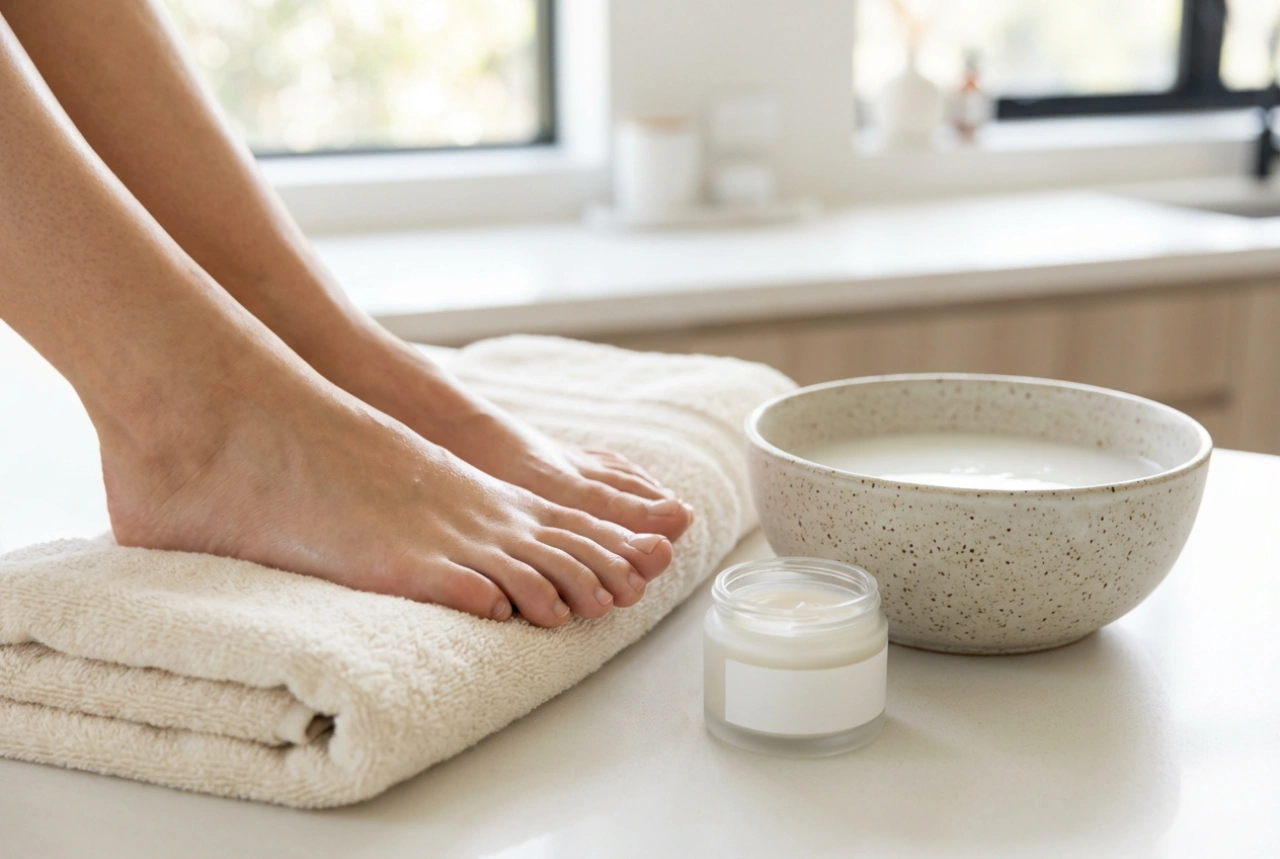 Pele seca nos pés: plano de cuidados, esfoliação e proteção dos calcanhares