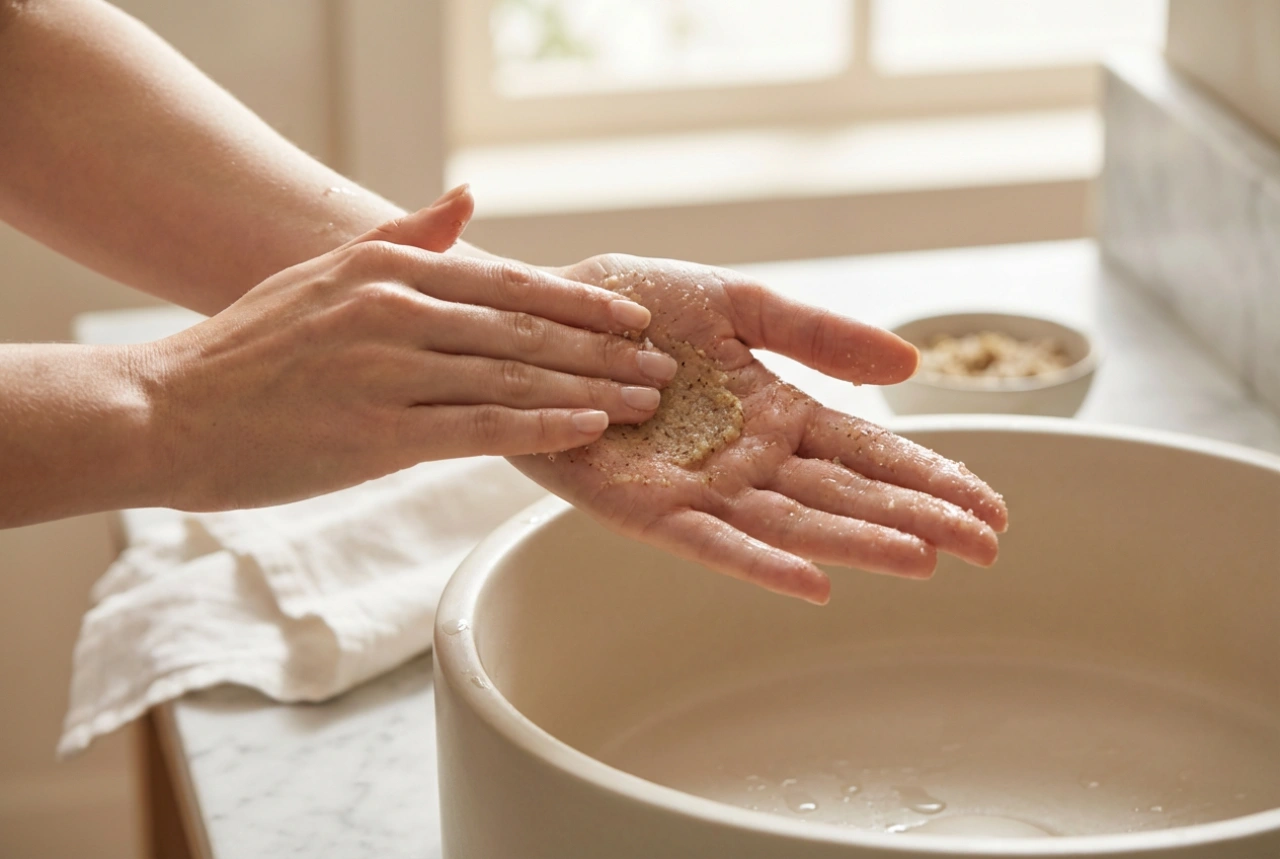Esfoliação rápida para as mãos: ingredientes caseiros e técnica de massagem
