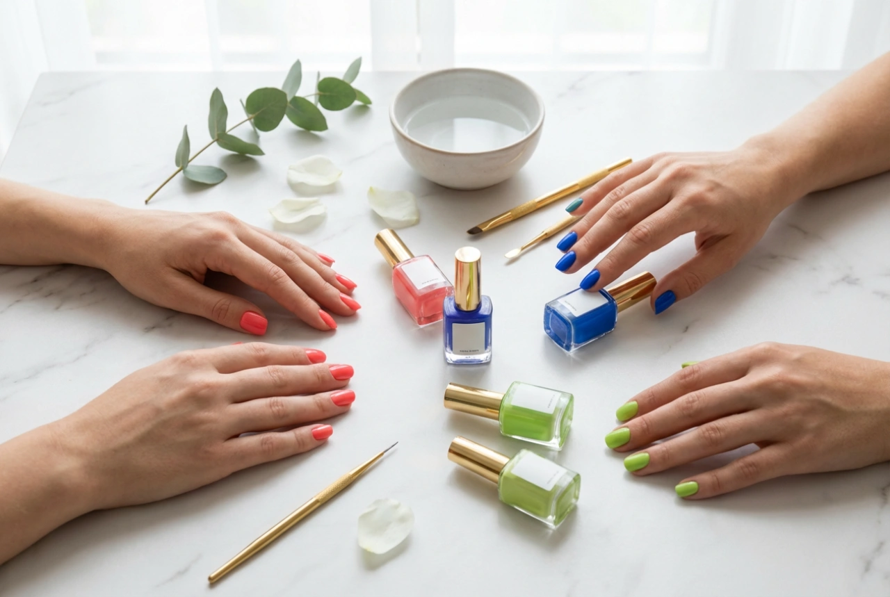 Manicure híbrida em tons claros passo a passo: seleção de cor e cobertura