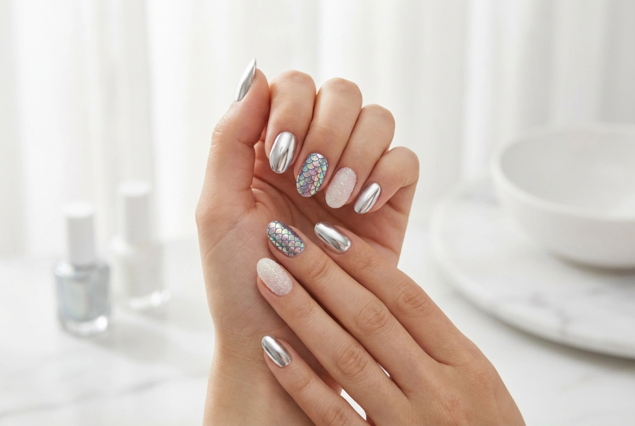 Unhas com pó decorativo: como aplicar o efeito espelho, sereia e açúcar
