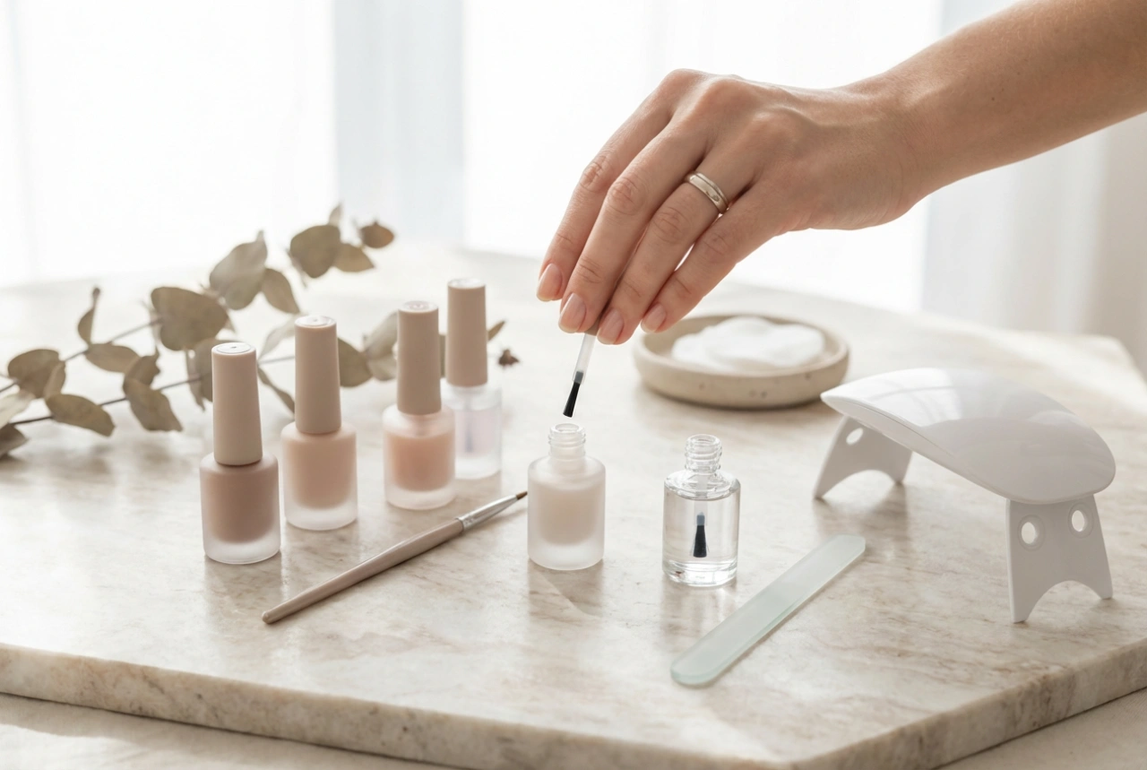 Vernizes em gel sem marcas: preparação da unha, aplicação e top coat