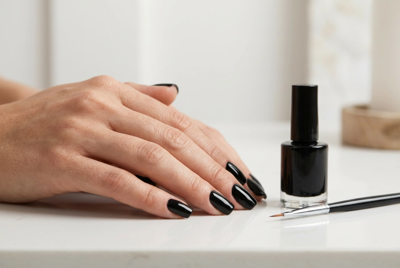 Unhas pretas de gel: aplicação perfeita e preparação sem borrar as cutículas