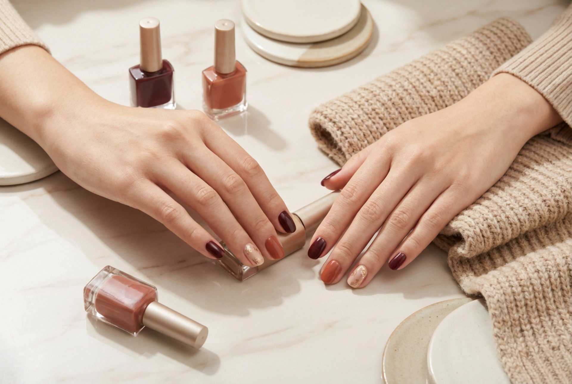Manicure híbrida de outono: cores, padrões e técnicas para os dias frios