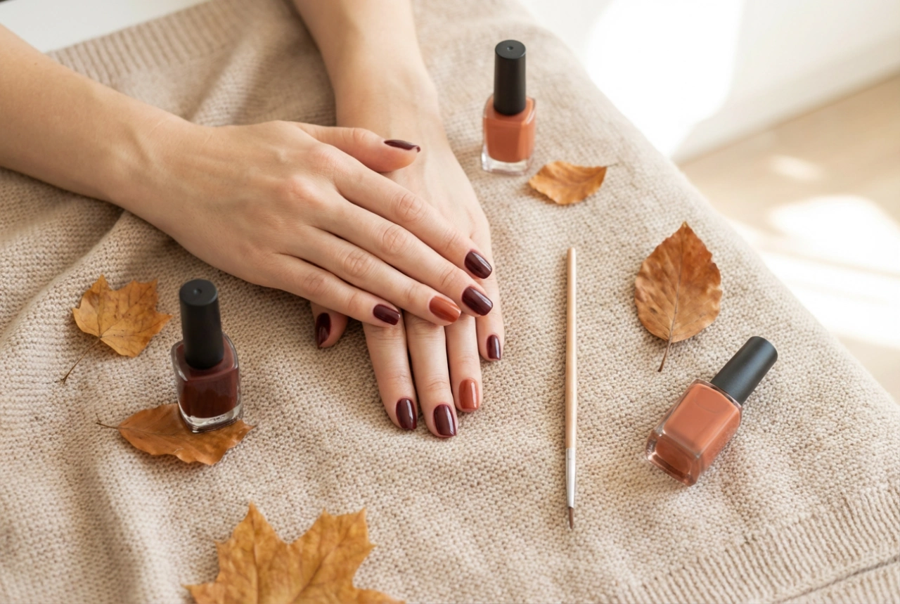 Cuidados e decoração de outono: unhas de verniz gel em casa
