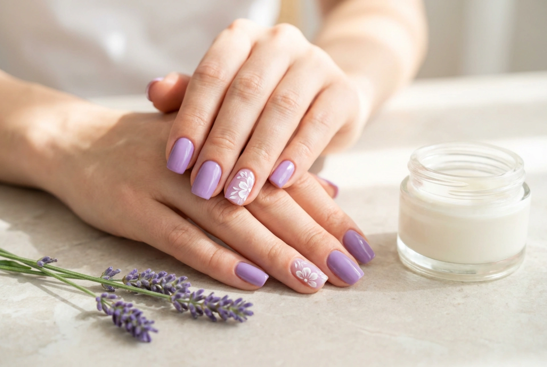 Unhas lavanda: como obter uma cor uniforme e adicionar decorações sutis