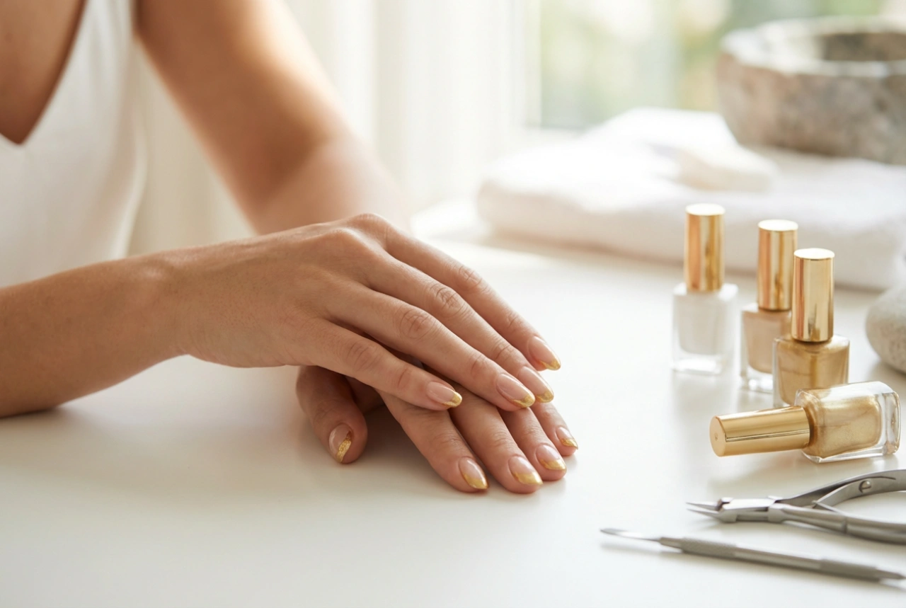 Manicure francesa dourada: técnicas, ferramentas e acabamento