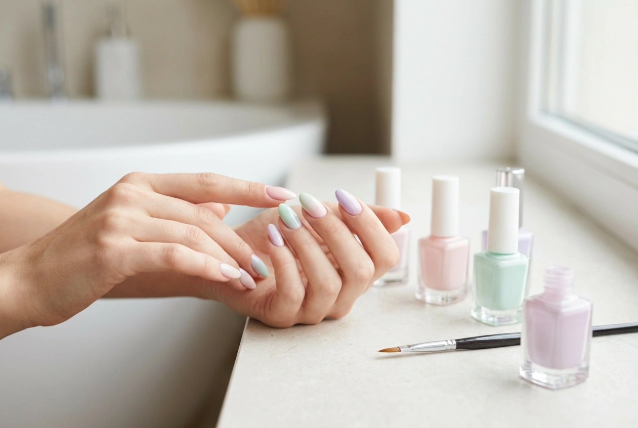 Unhas em tons pastel passo a passo: técnica, cobertura e combinação de tons