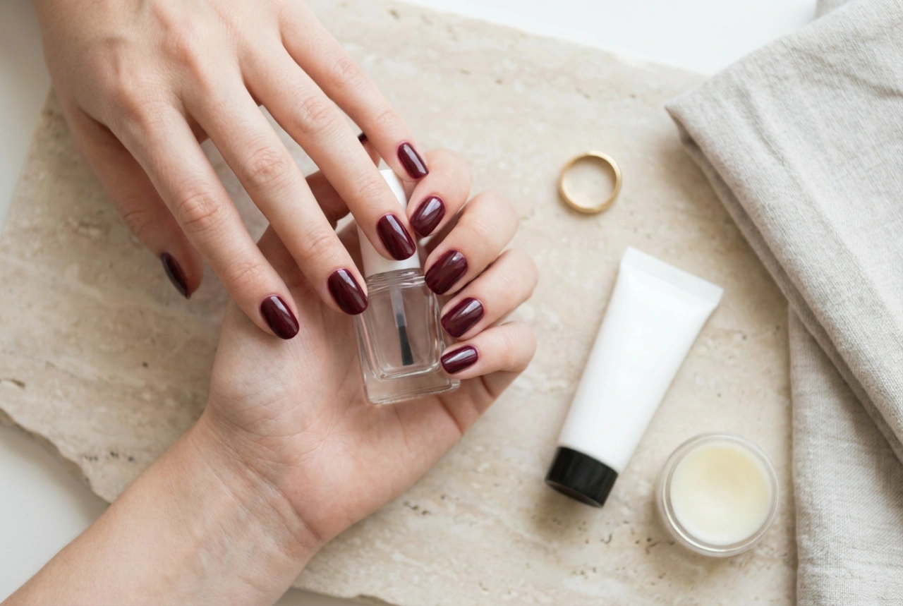 Unhas bordeaux elegantes: escolha do tom, pintura e cuidados