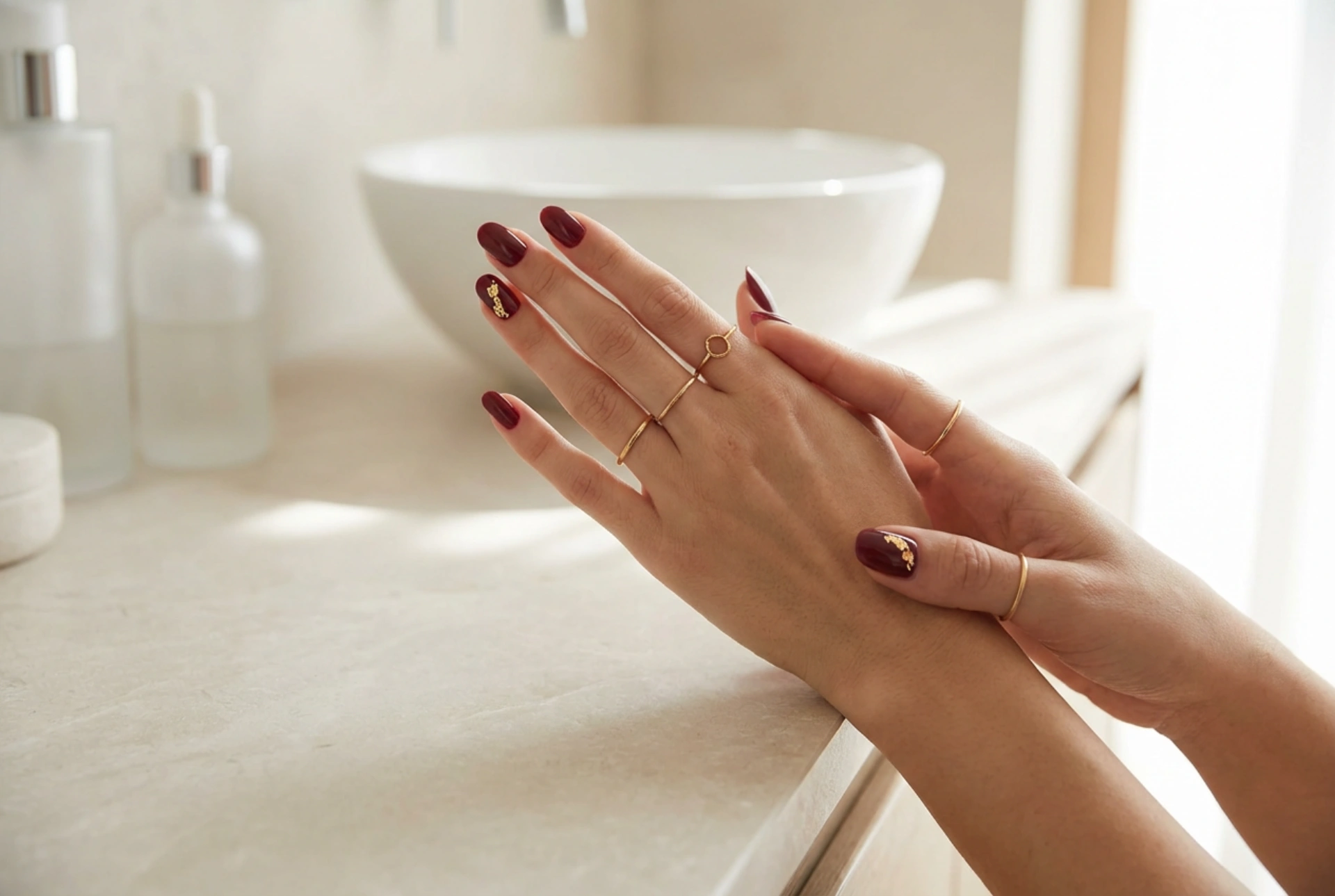 Unhas Bordô com Decoração: Acentos Simples Passo a Passo