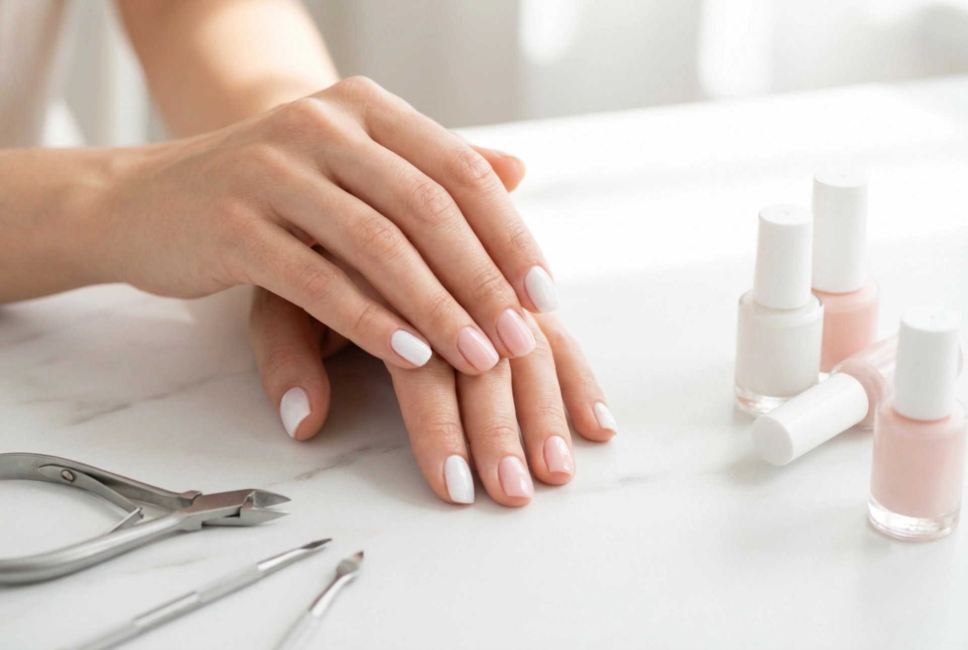 Unhas brancas e rosa: uma manicure delicada em poucos passos fáceis