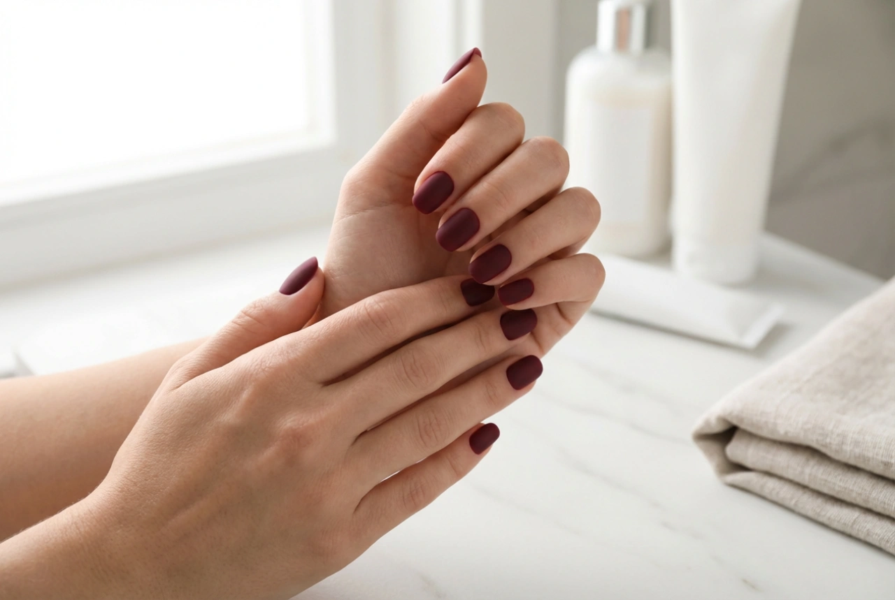 Unhas Bordô Foscas: Como Evitar Manchas e Impressões Digitais