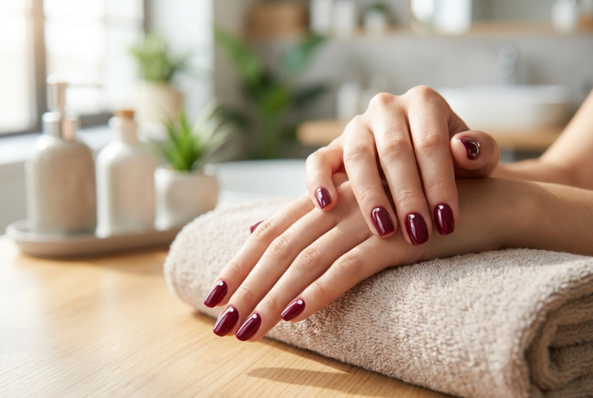 Unhas Bordô com Zircónias: Colagem, Arranjo e Fixação