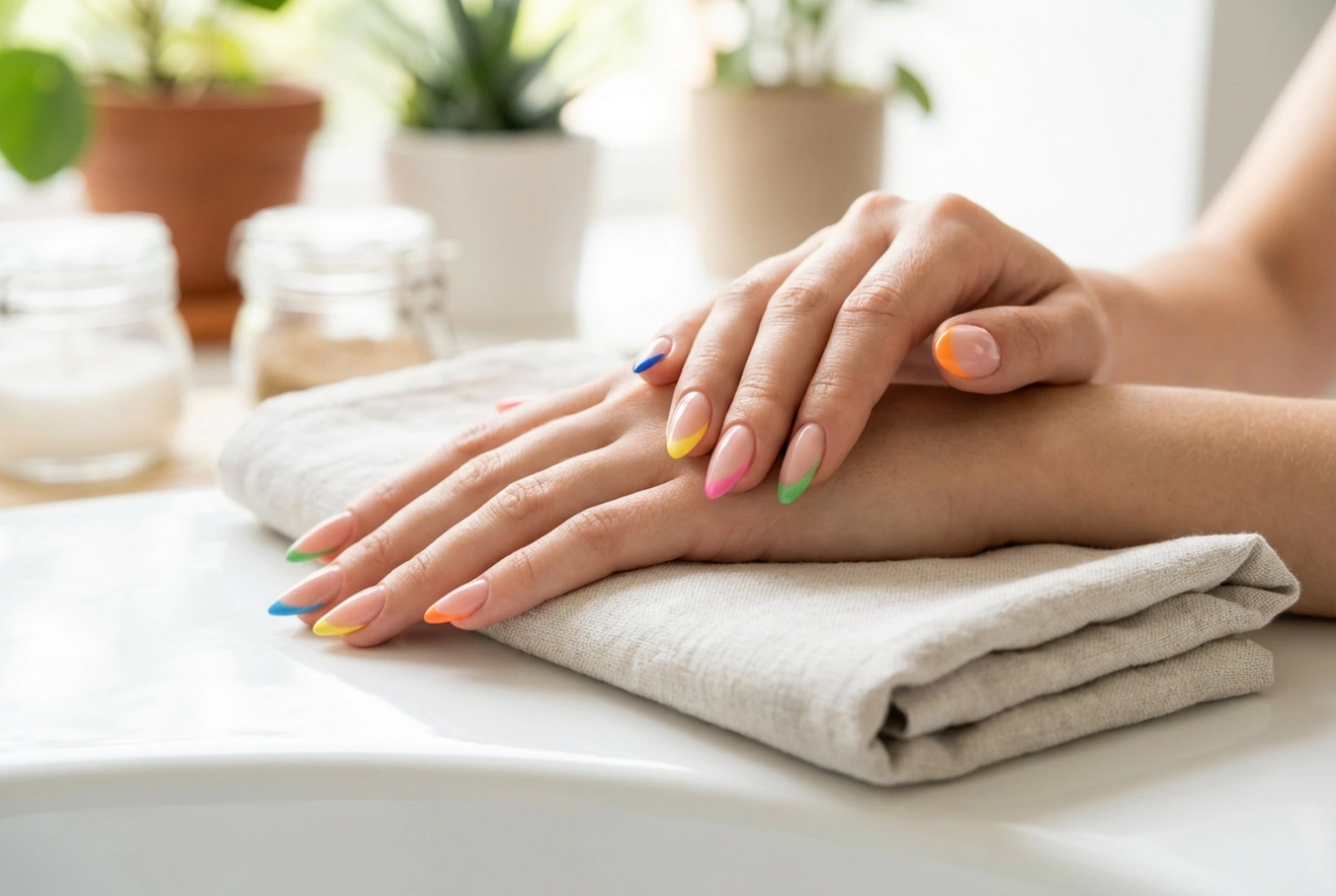 Pontas de unhas coloridas passo a passo: uma francesinha precisa e sem manchas