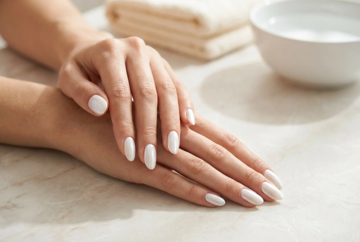 Unhas brancas peroladas: como obter o efeito concha e espelho