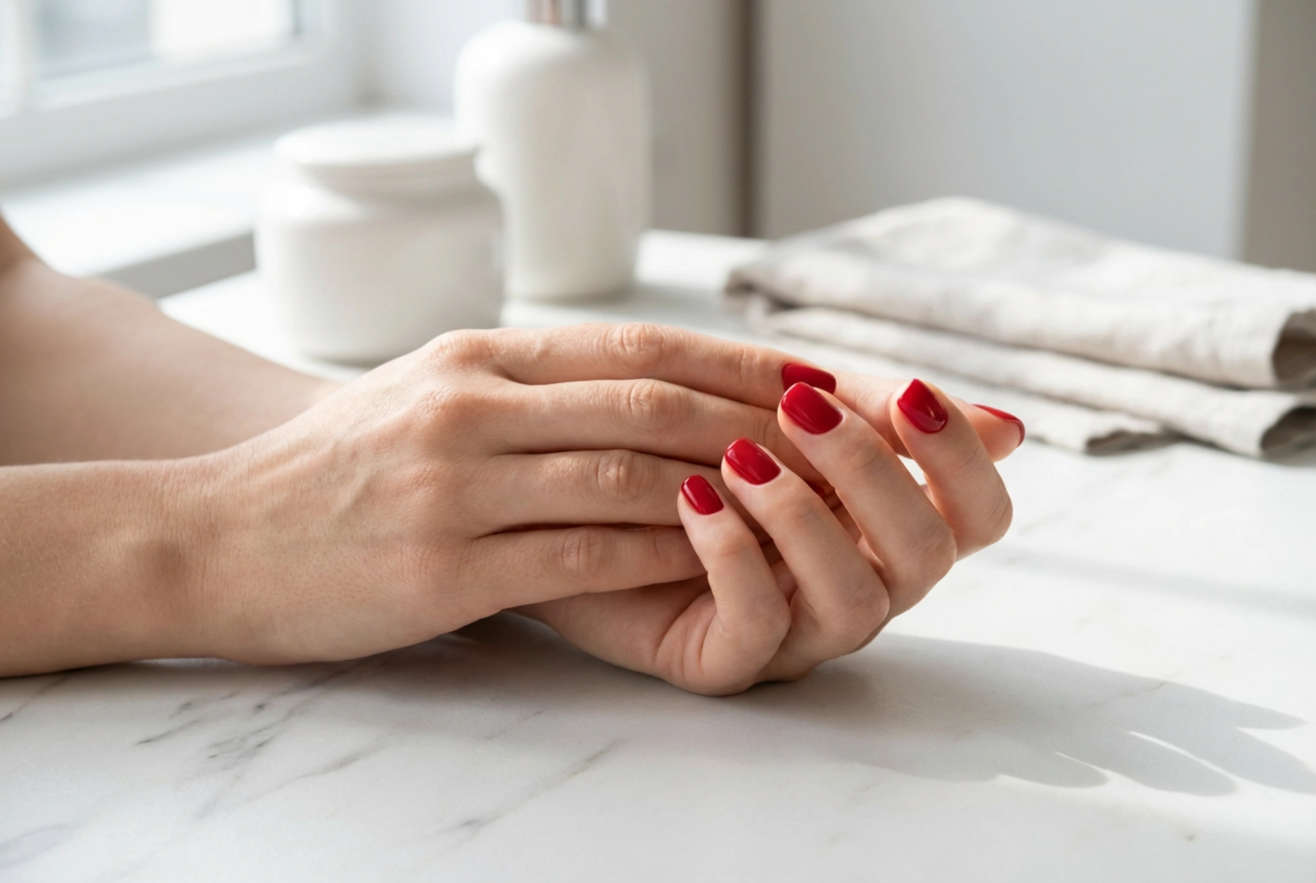 Unhas vermelhas em unhas curtas: alongamento ótico e truques