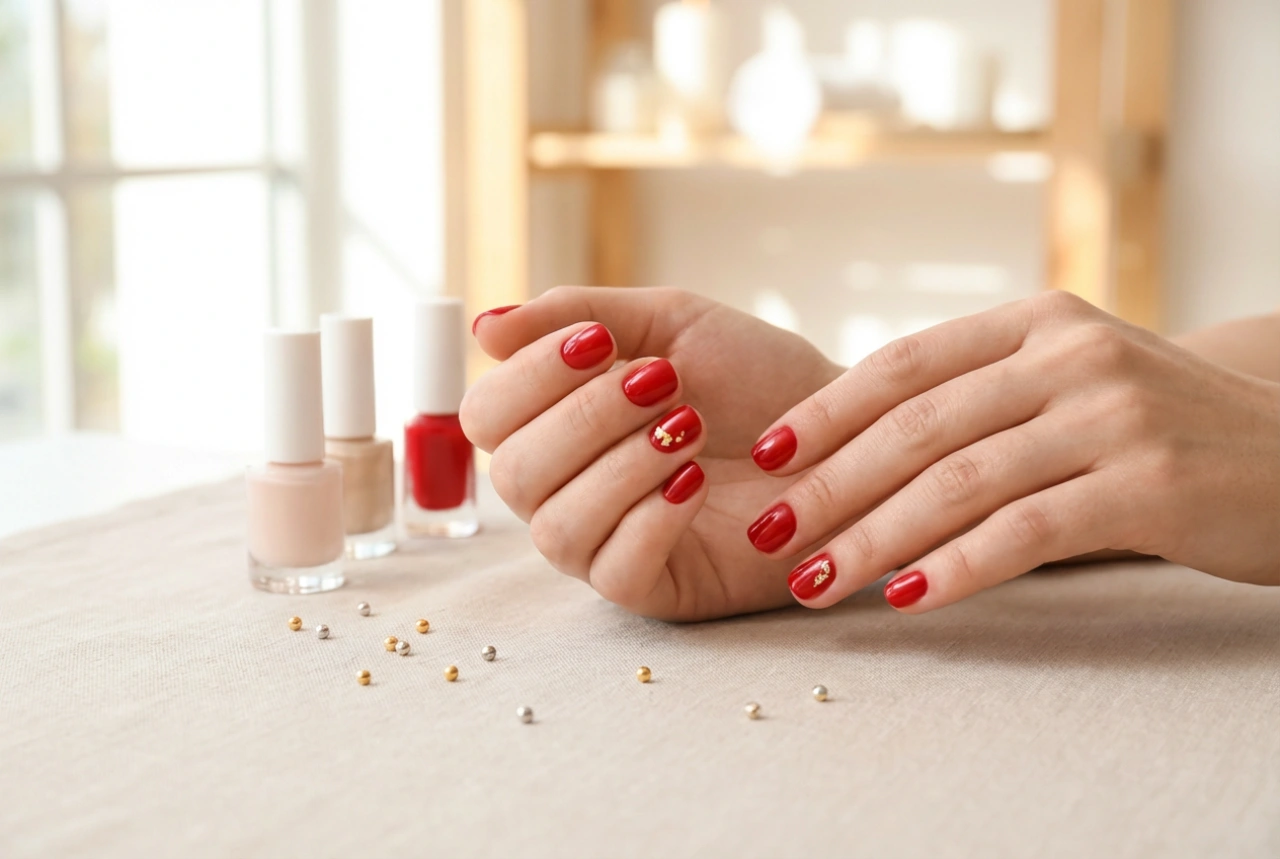 Unhas vermelhas com detalhes: quais acentos escolher e como aplicá-los
