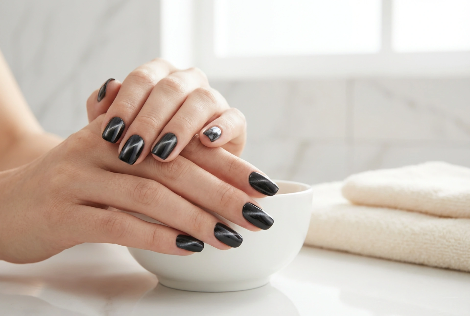 Unhas olho de gato preto: como criar a linha magnética e fixar o efeito