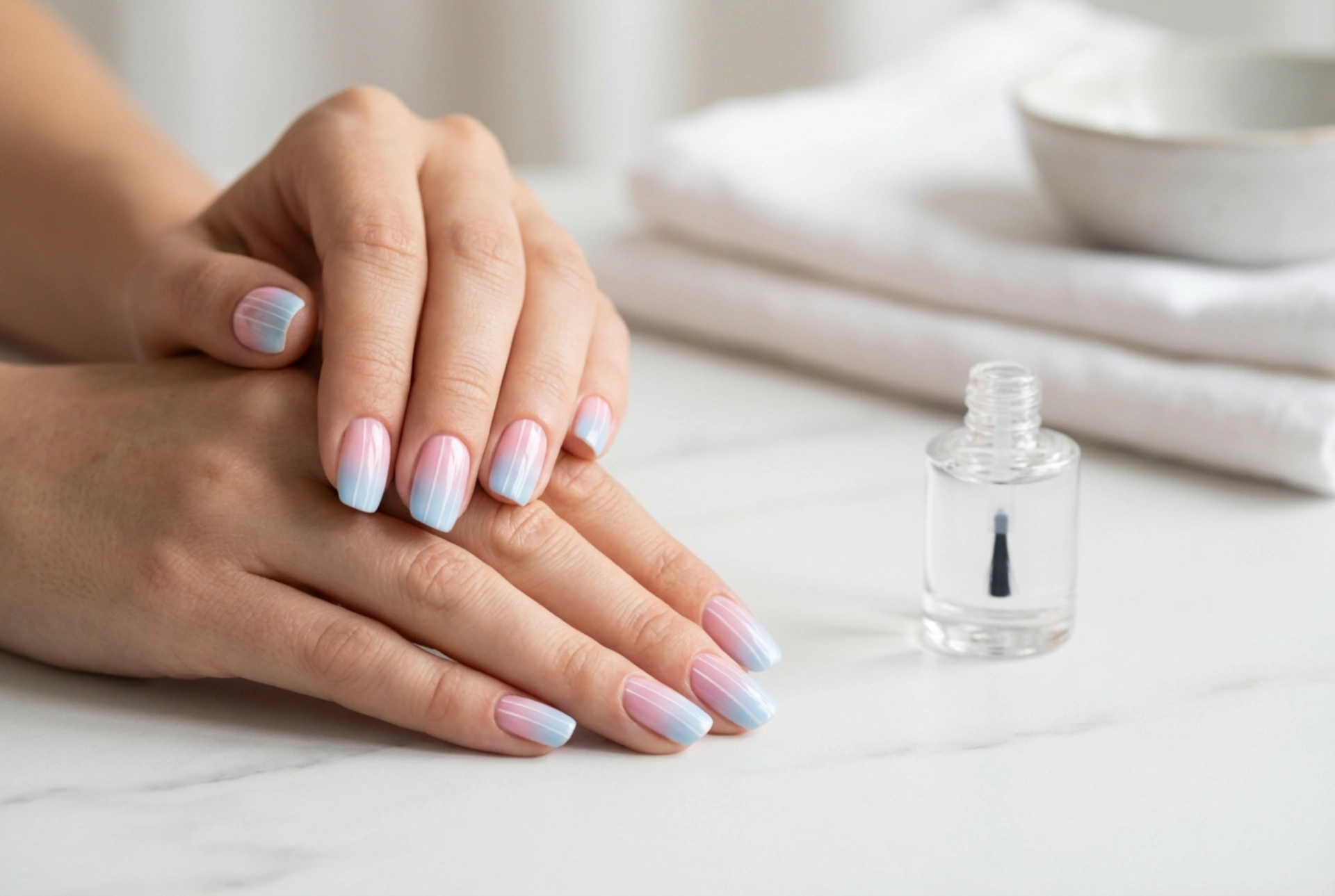 Unhas Rosa e Azul: Ombré, Listras e Proteção da Cor
