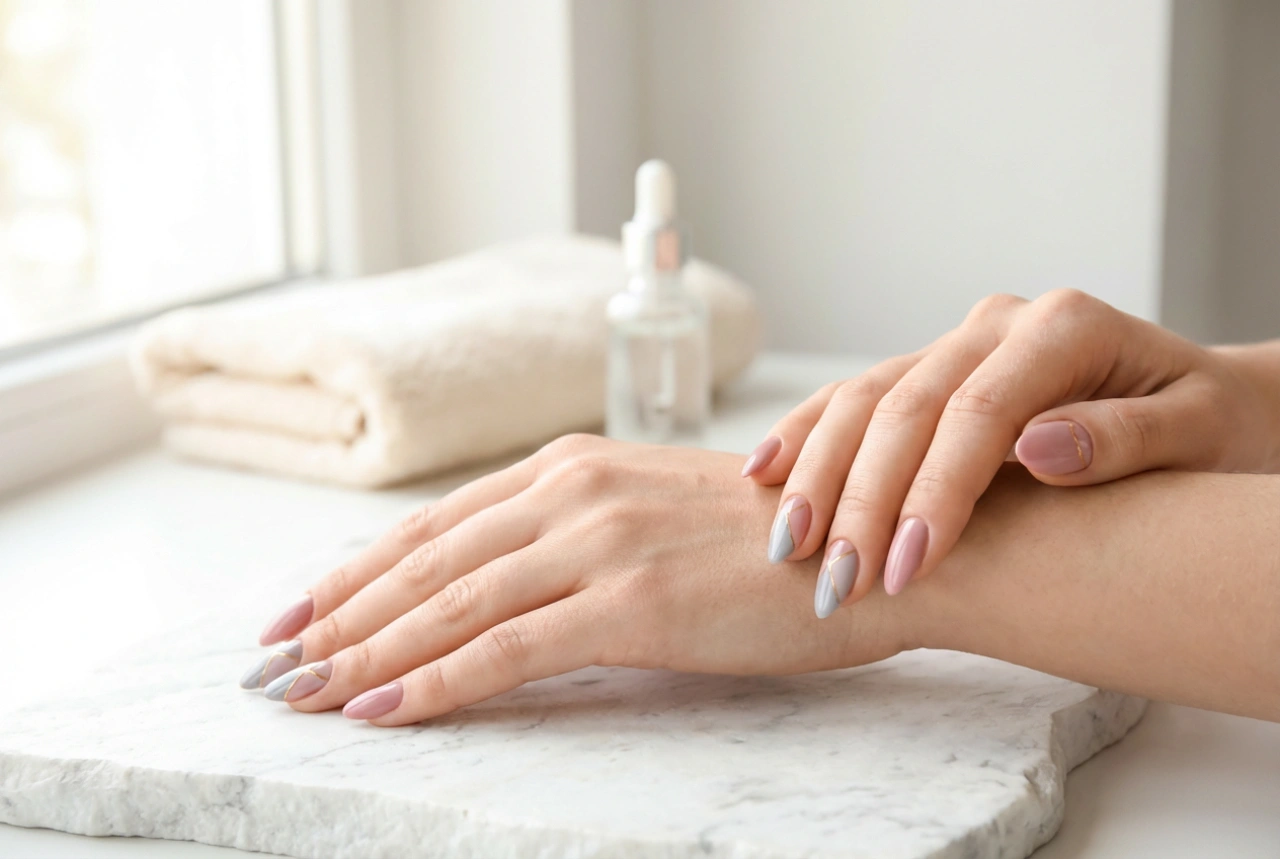 Unhas rosa e cinza: contrastes delicados passo a passo